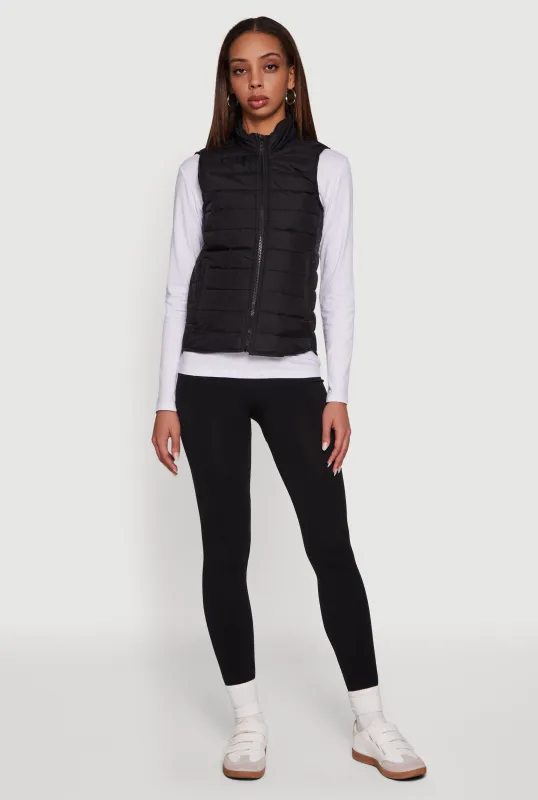Mock Neck Zip Front Puffer Vest sold by Rainbow
