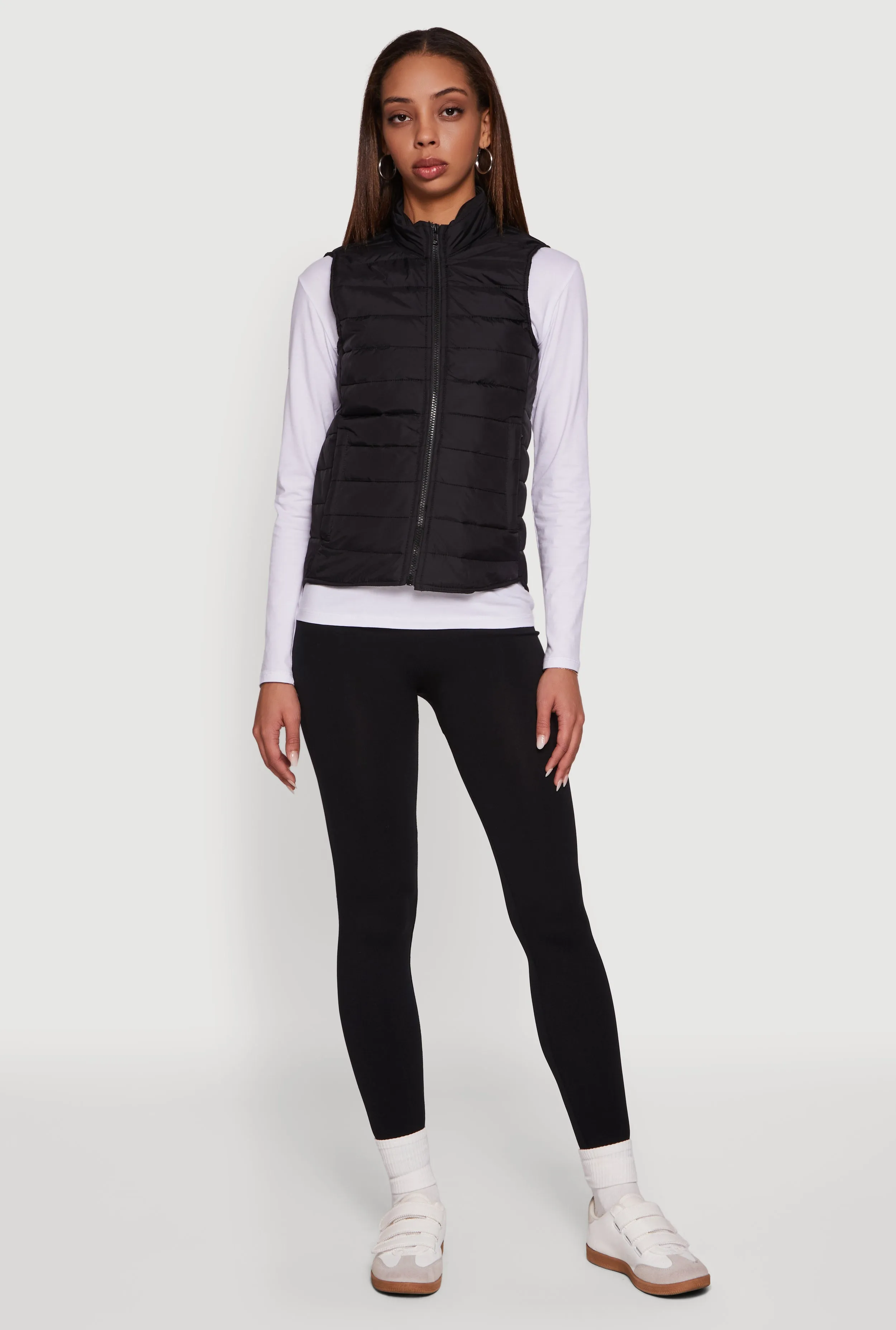 Mock Neck Zip Front Puffer Vest sold by Rainbow