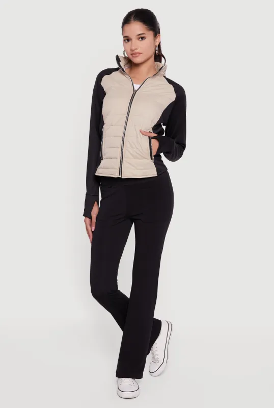 Color Block Lightweight Puffer Jacket with Thumb Holes sold by Rainbow