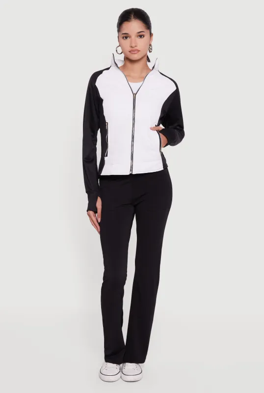 Color Block Lightweight Puffer Jacket with Thumb Holes sold by Rainbow