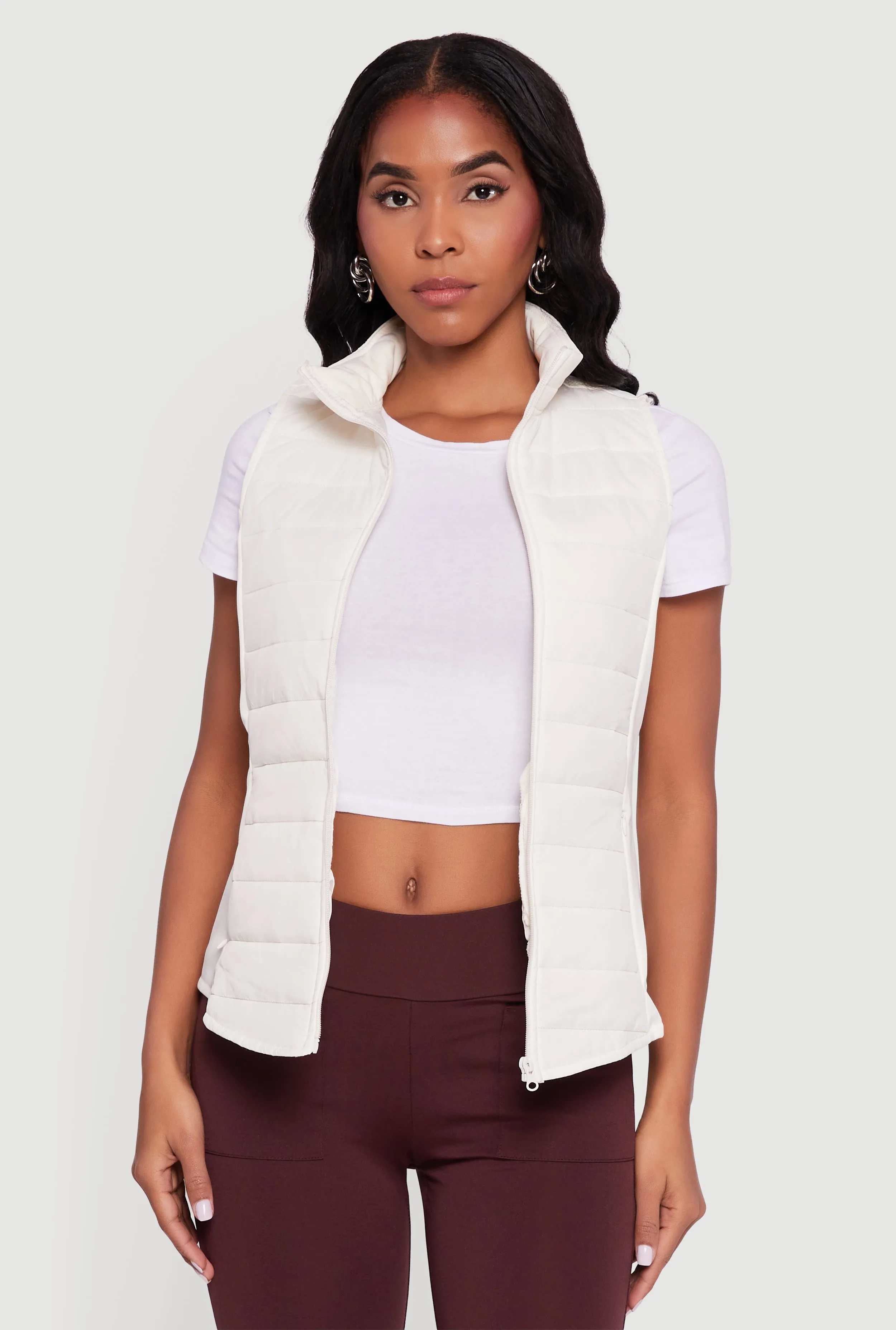 Fleece Lined Side Detail Nylon Puffer Vest sold by Rainbow product image thumbnail 2