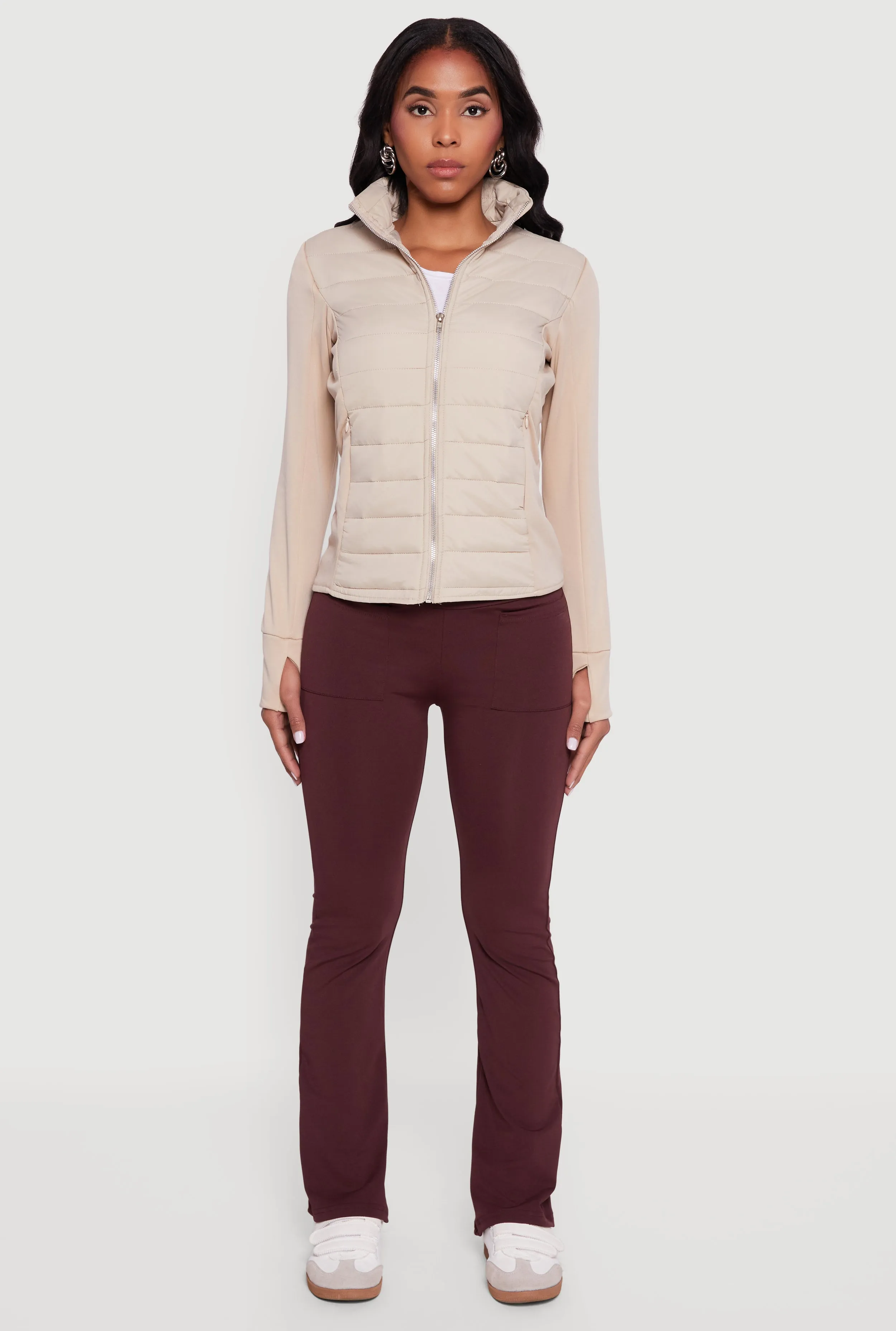 Lightweight Zip Front Puffer Jacket with Thumb Holes sold by Rainbow product image thumbnail 3