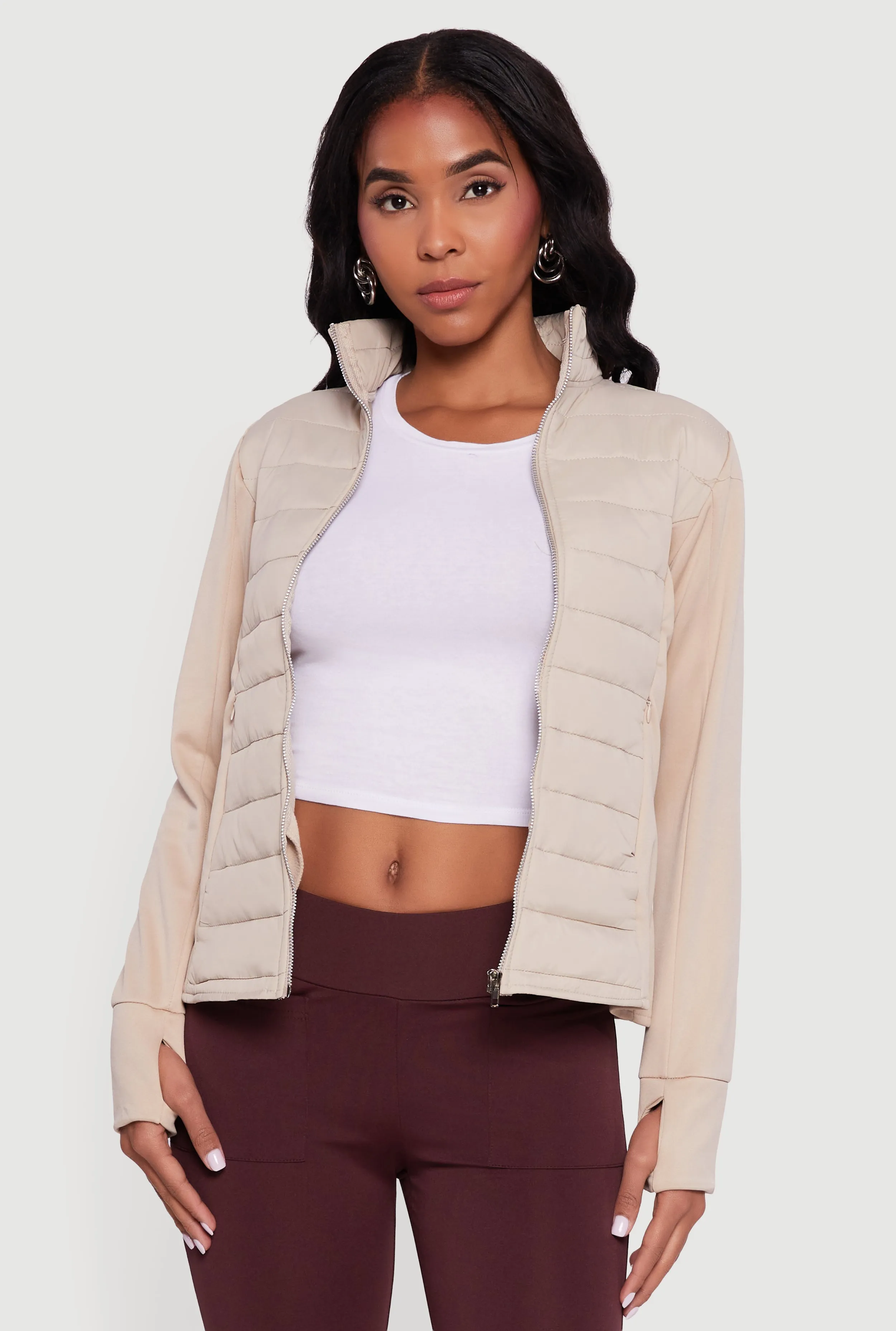 Lightweight Zip Front Puffer Jacket with Thumb Holes sold by Rainbow product image thumbnail 2