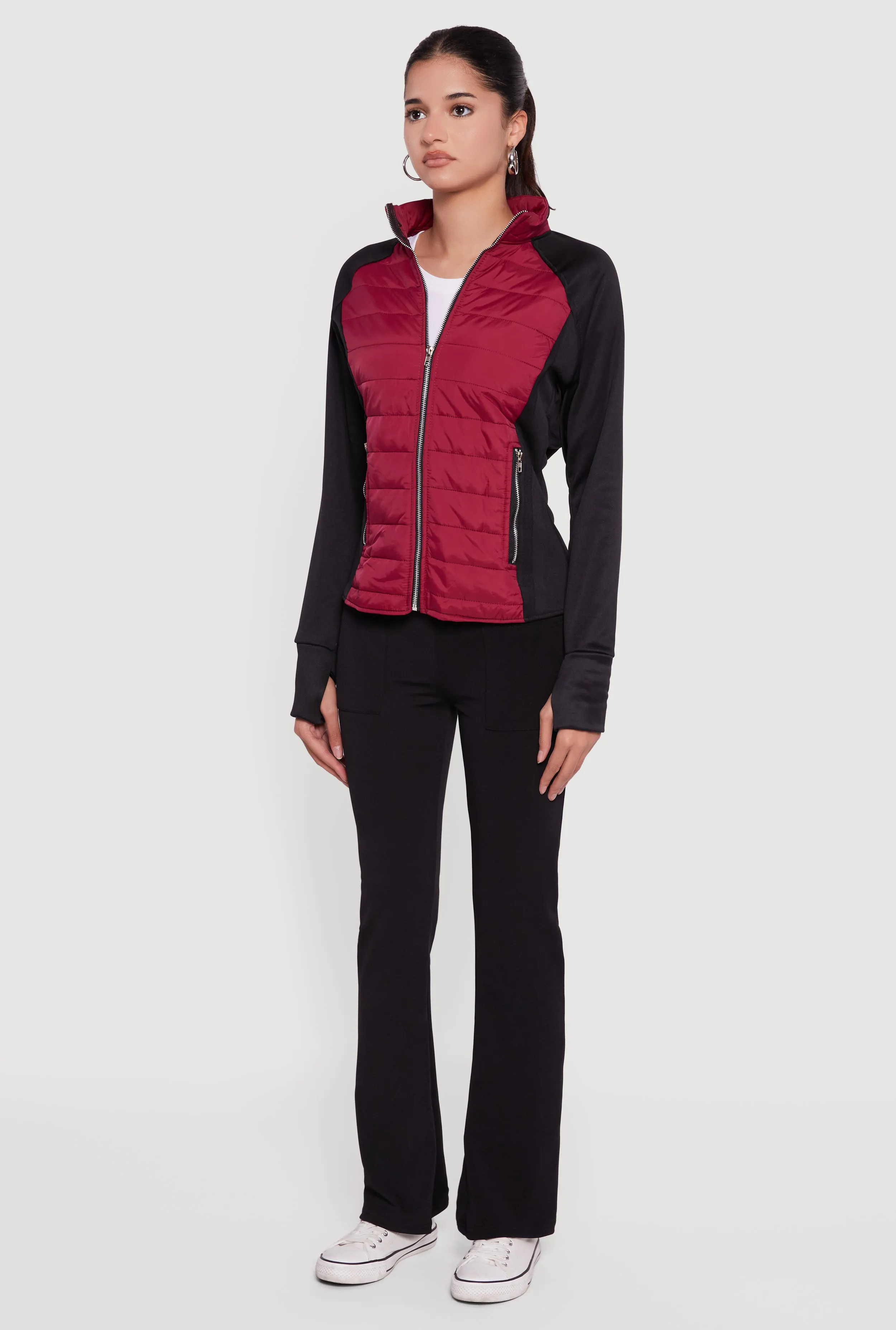 Color Block Lightweight Puffer Jacket with Thumb Holes sold by Rainbow product image thumbnail 5