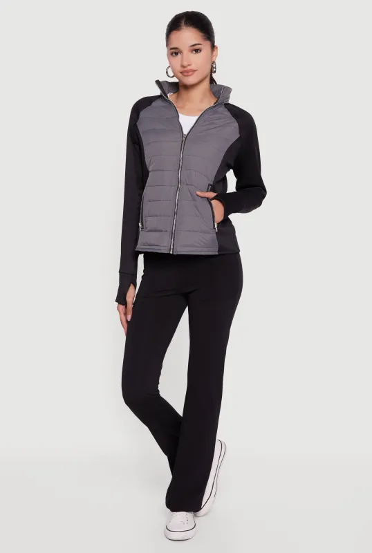 Color Block Lightweight Puffer Jacket with Thumb Holes sold by Rainbow