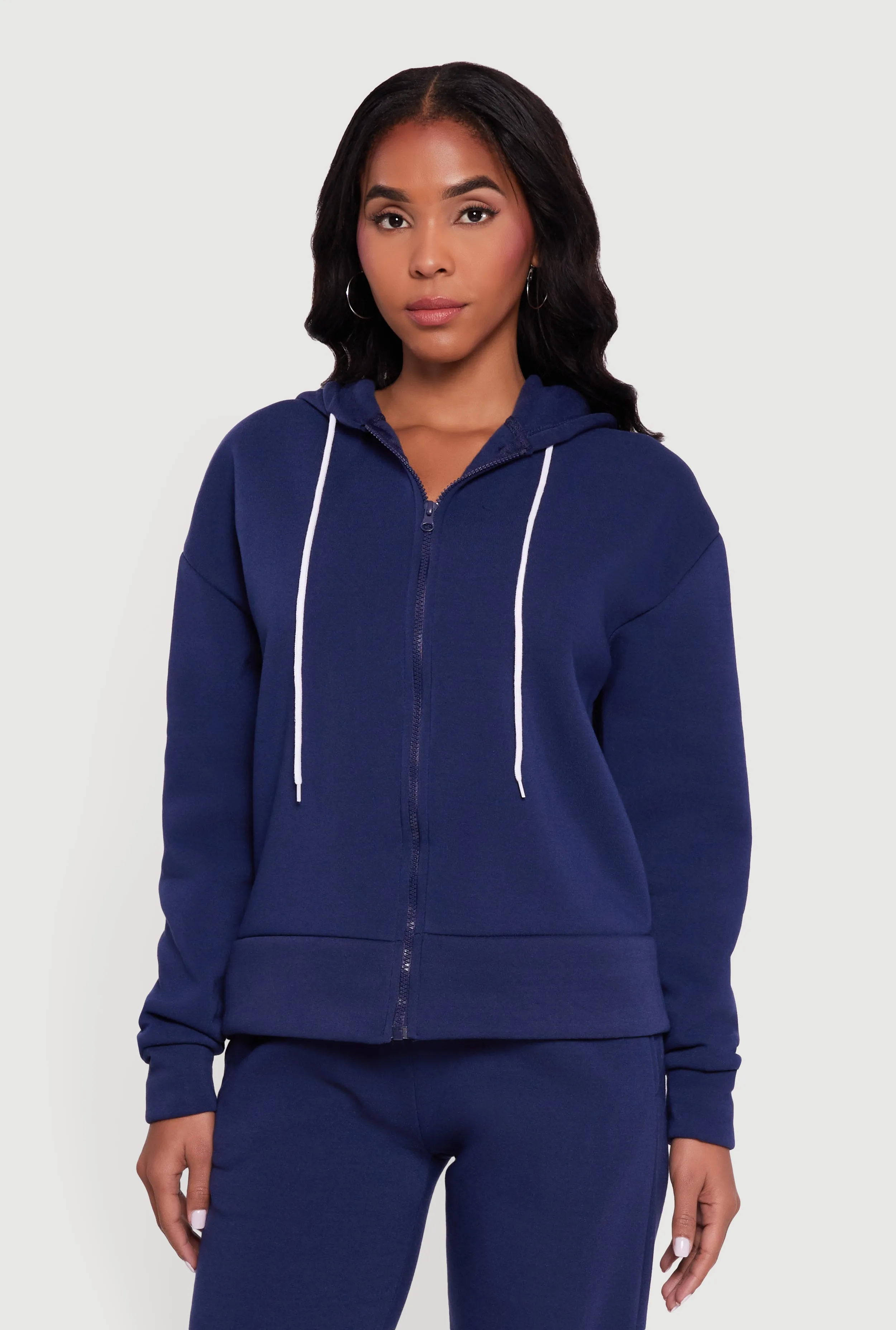 Solid Zip Front Hooded Sweatshirt sold by Rainbow product image thumbnail 4