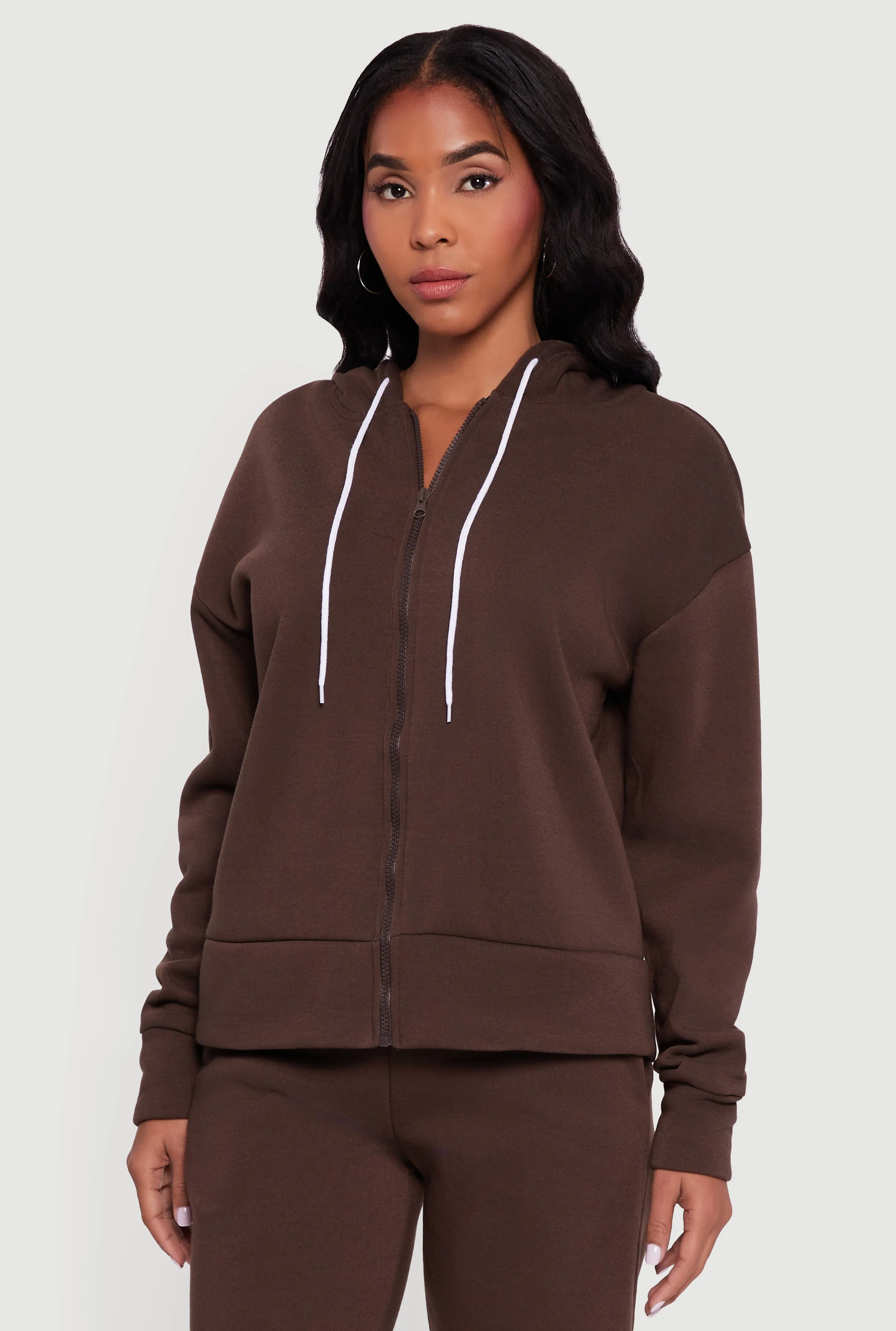 Solid Zip Front Hooded Sweatshirt sold by Rainbow