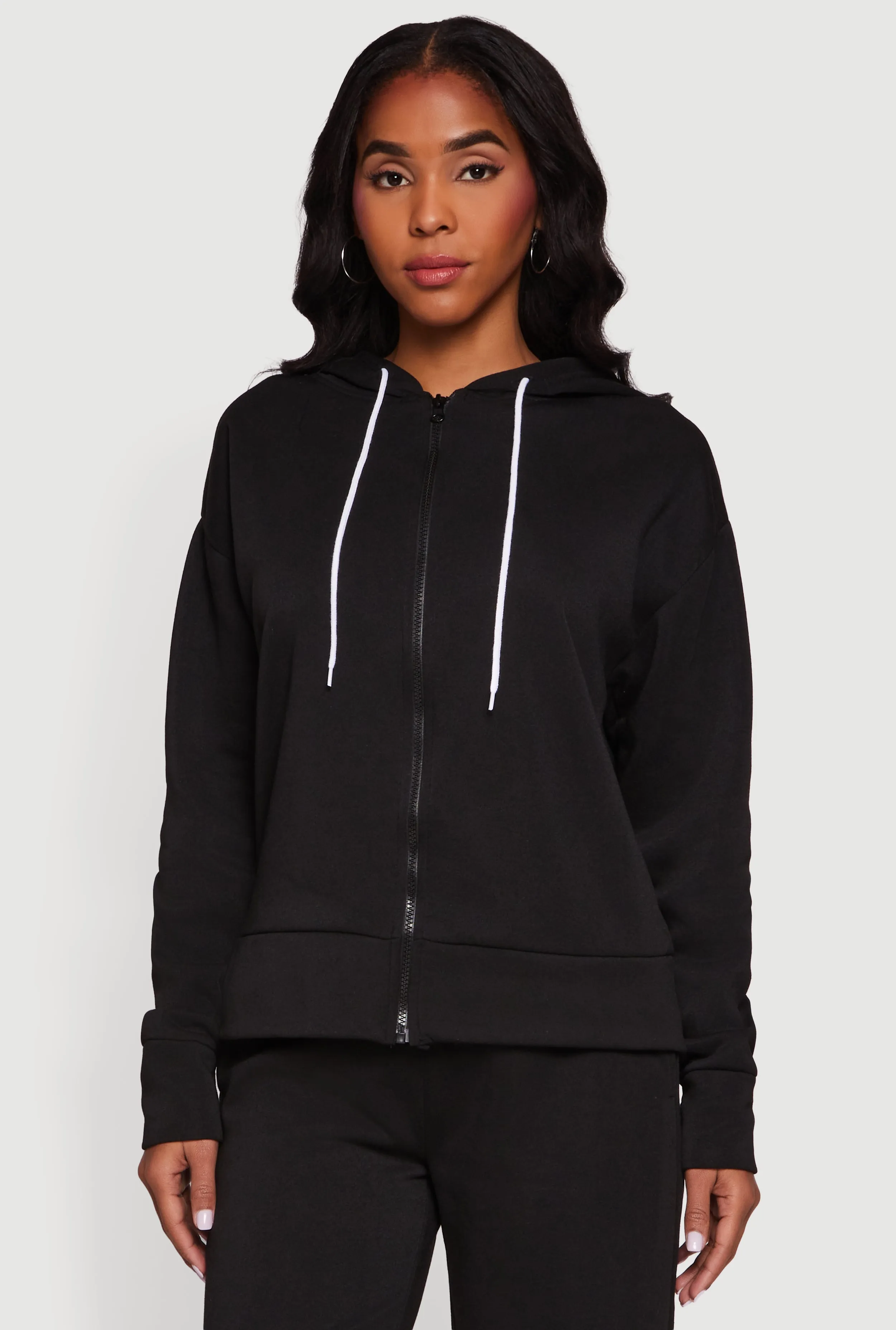 Solid Zip Front Hooded Sweatshirt sold by Rainbow product image thumbnail 2