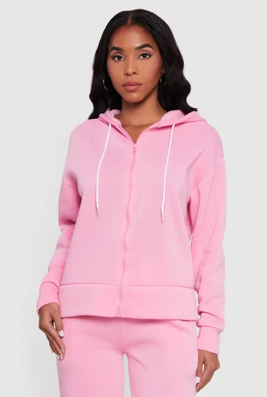 Solid Zip Front Hooded Sweatshirt sold by Rainbow