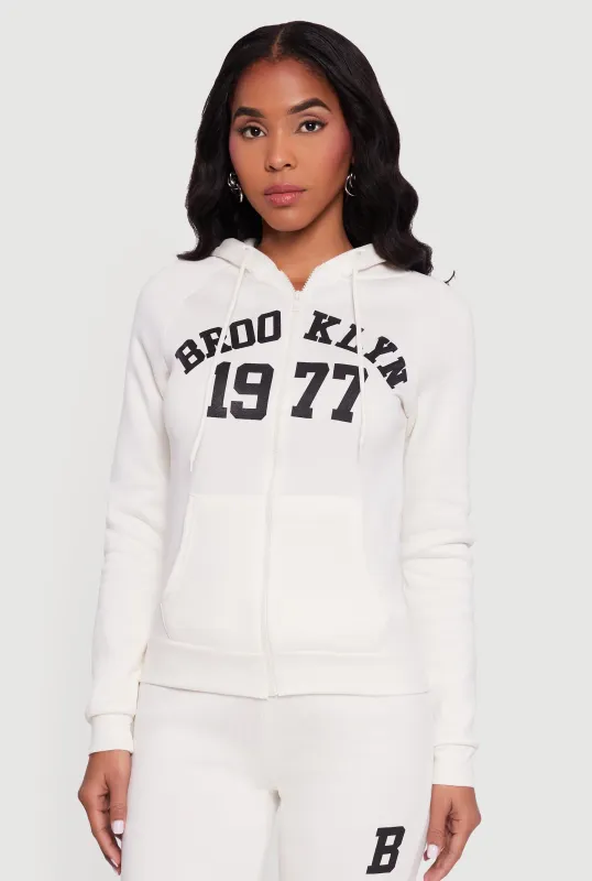 Brooklyn 1977 Fleece Zip Front Hoodie sold by Rainbow