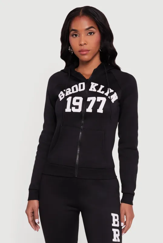 Brooklyn 1977 Fleece Zip Front Hoodie sold by Rainbow