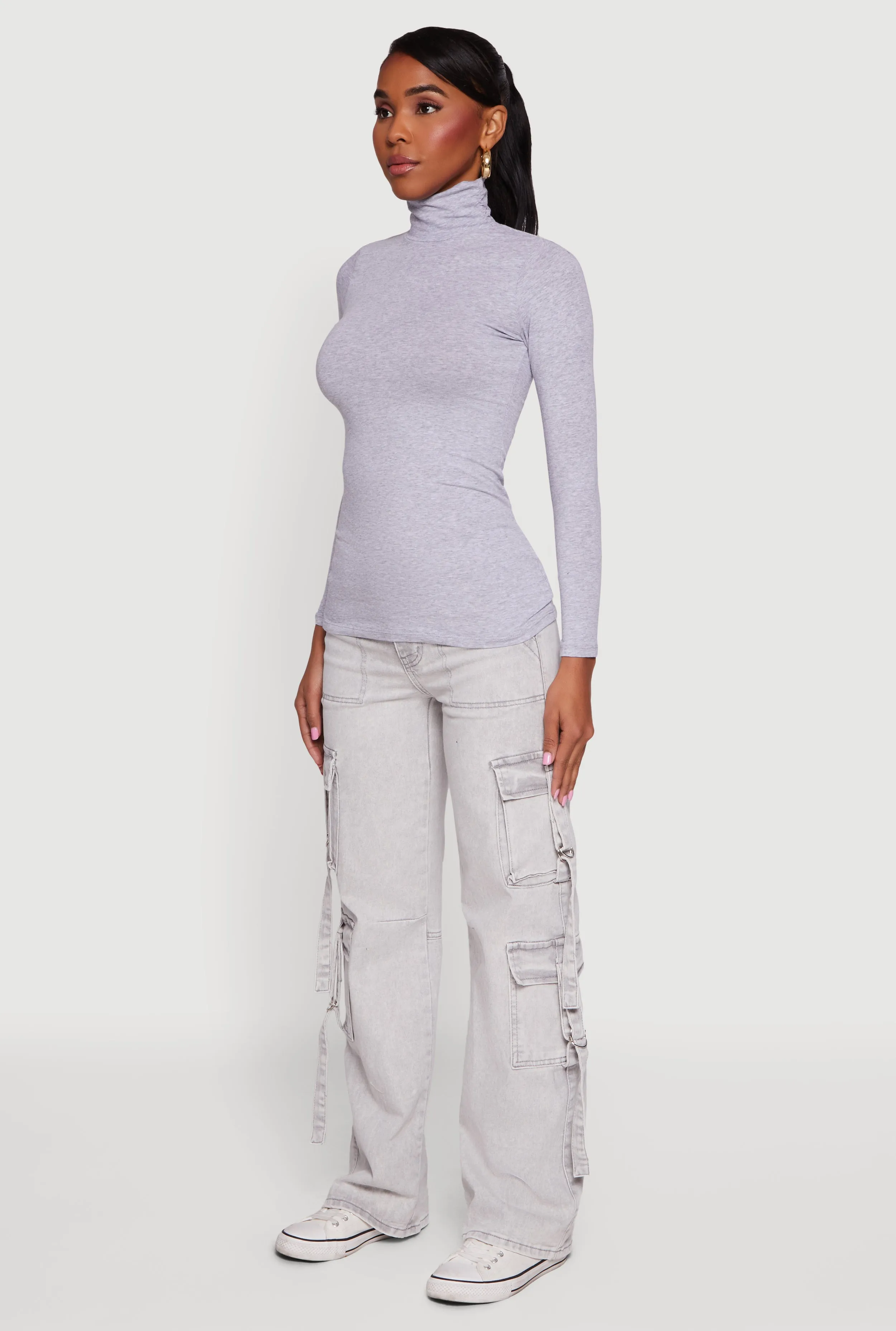 Long Sleeve Ruched Turtleneck Tee sold by Rainbow product image thumbnail 5