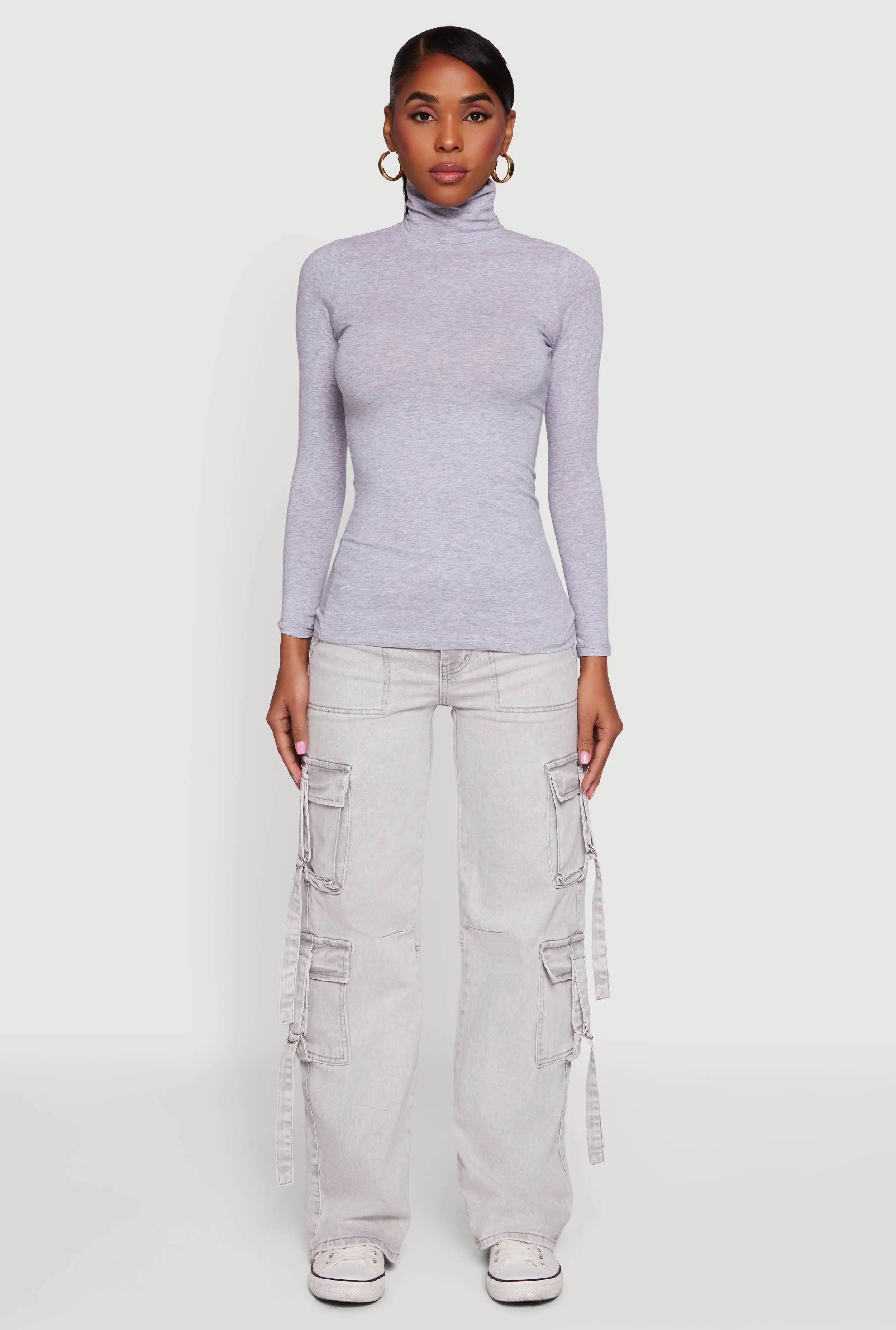 Long Sleeve Ruched Turtleneck Tee sold by Rainbow product image thumbnail 3