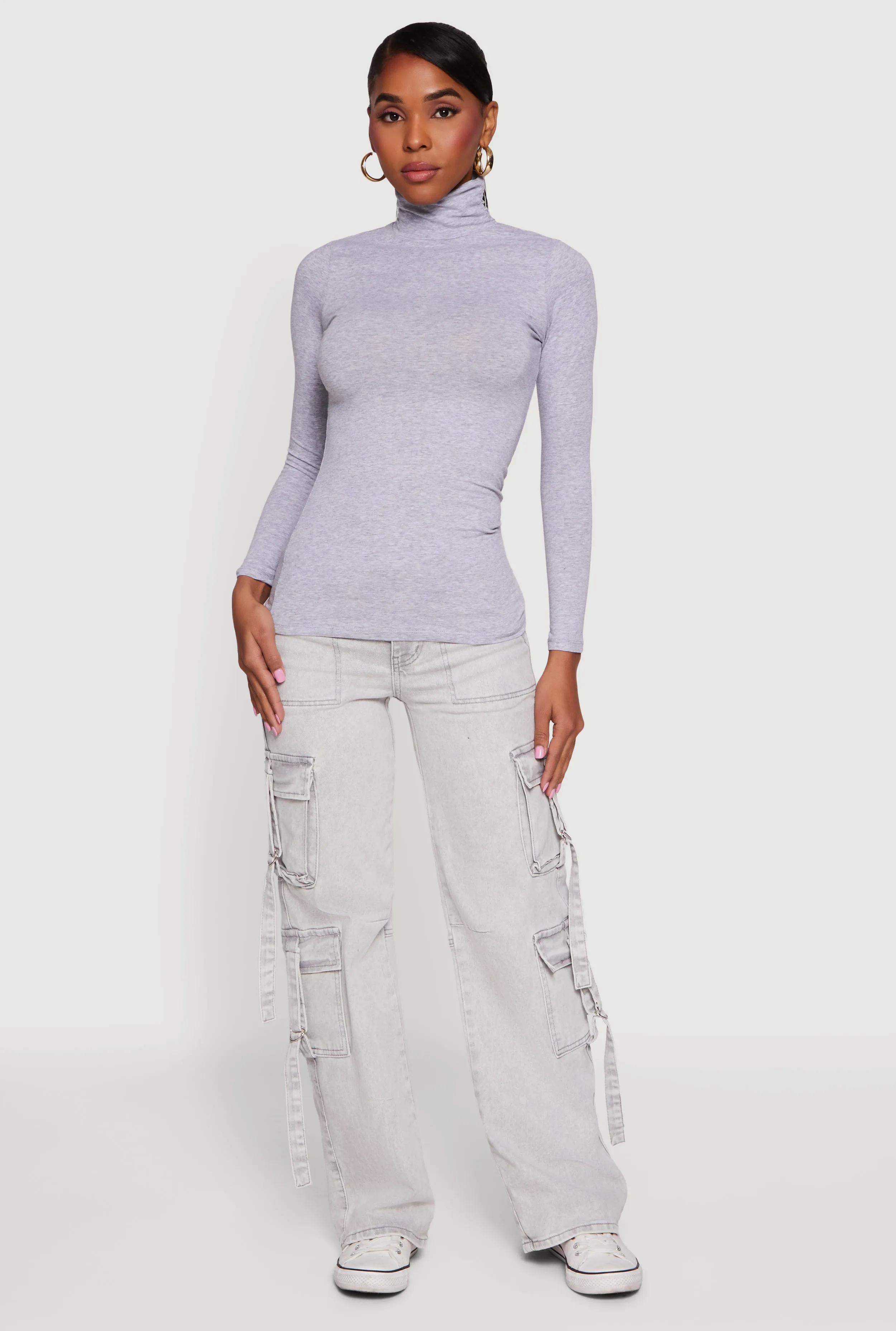 Long Sleeve Ruched Turtleneck Tee sold by Rainbow