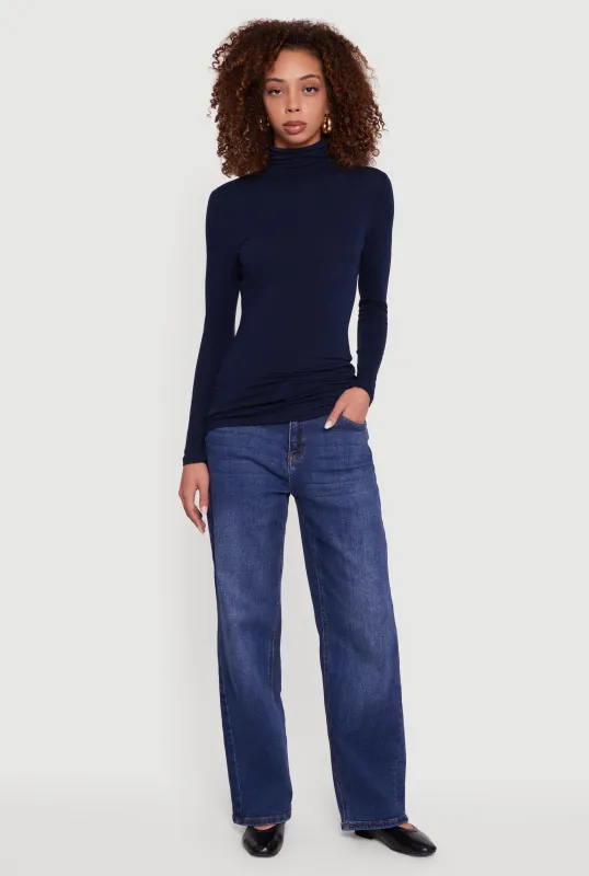 Long Sleeve Ruched Turtleneck Tee sold by Rainbow