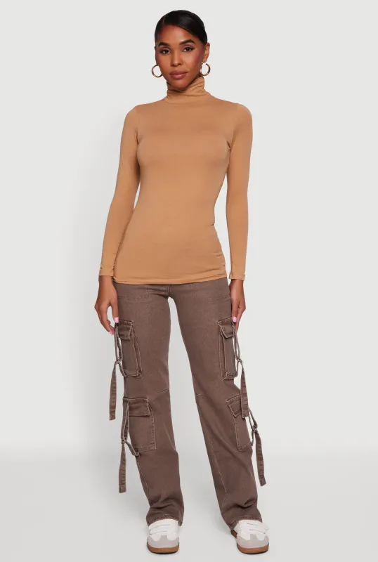 Long Sleeve Ruched Turtleneck Tee sold by Rainbow