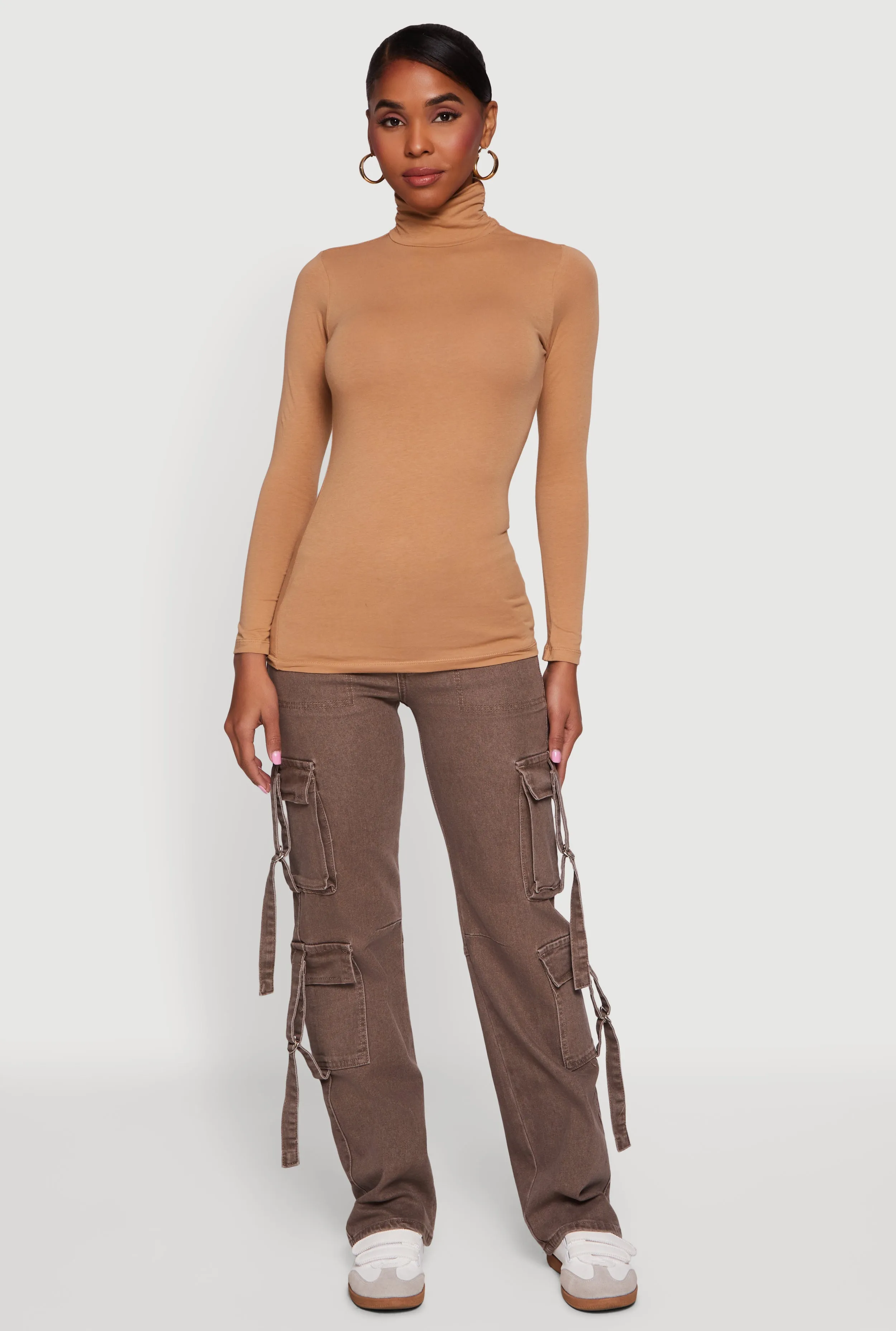 Long Sleeve Ruched Turtleneck Tee sold by Rainbow
