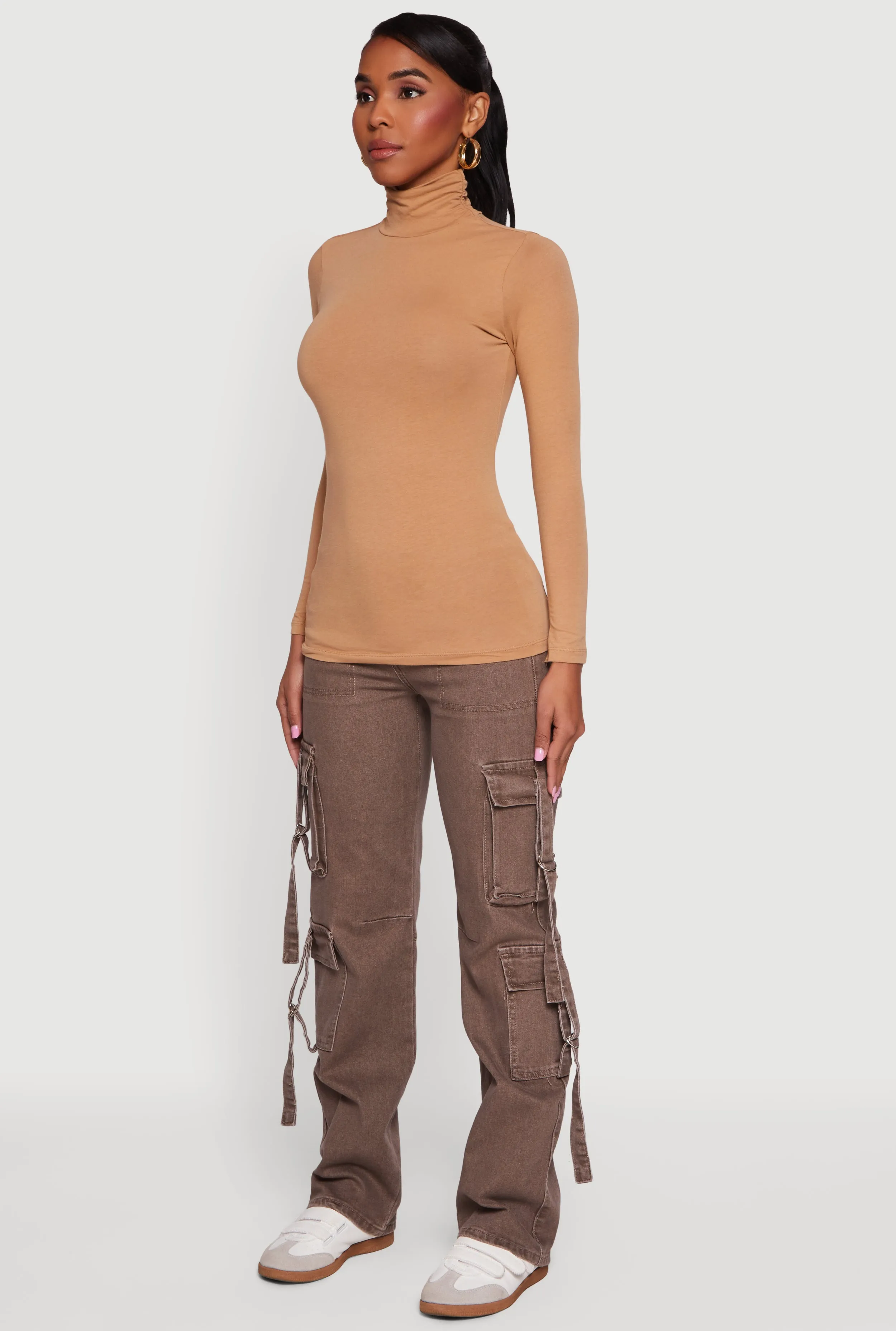 Long Sleeve Ruched Turtleneck Tee sold by Rainbow product image thumbnail 5