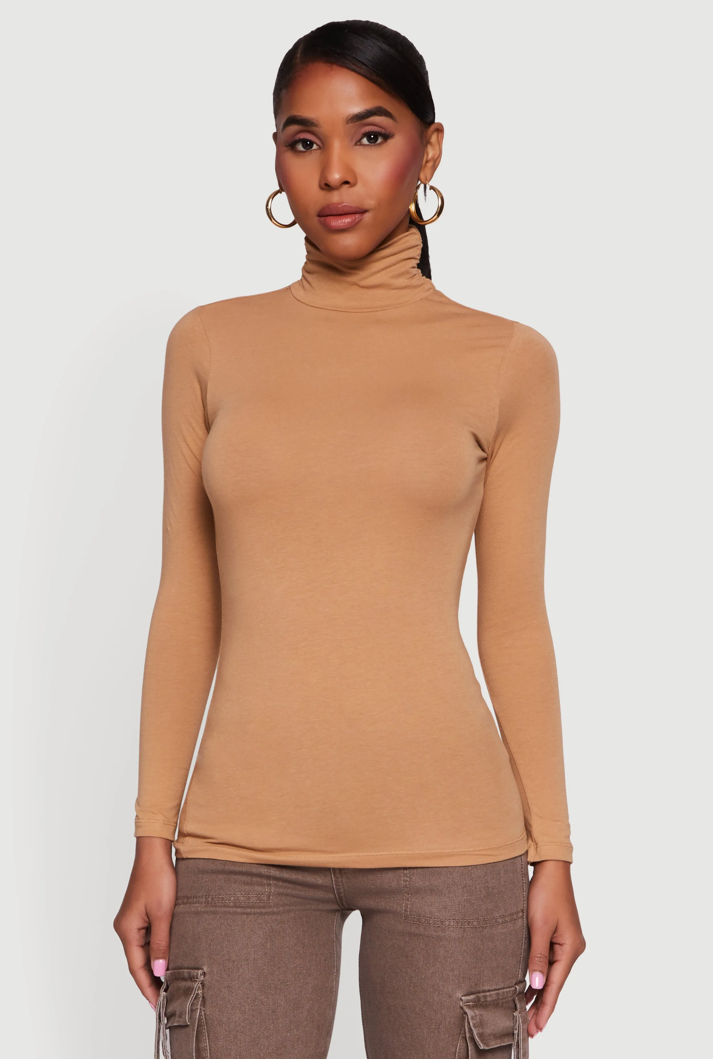 Long Sleeve Ruched Turtleneck Tee sold by Rainbow product image thumbnail 2