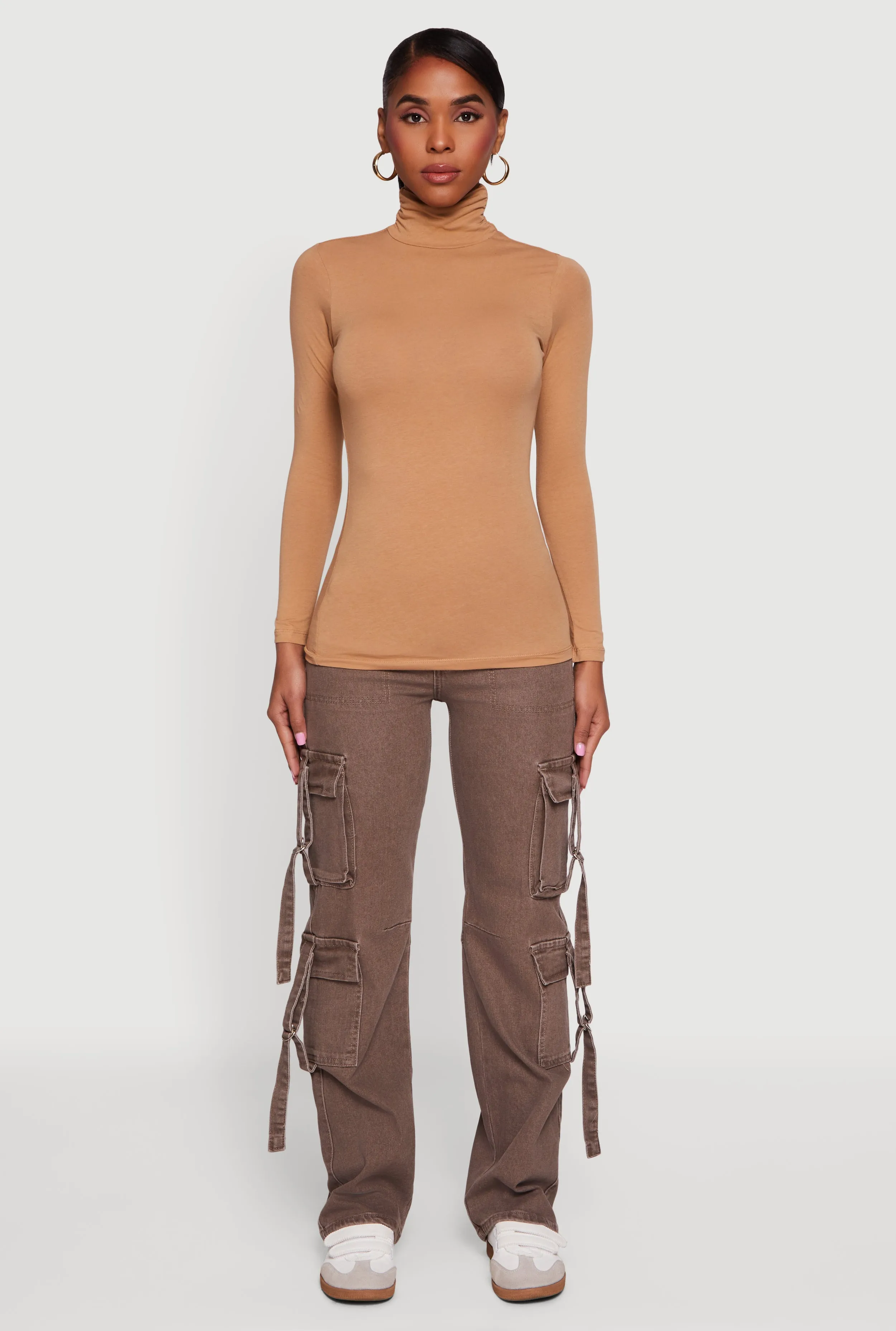 Long Sleeve Ruched Turtleneck Tee sold by Rainbow product image thumbnail 3