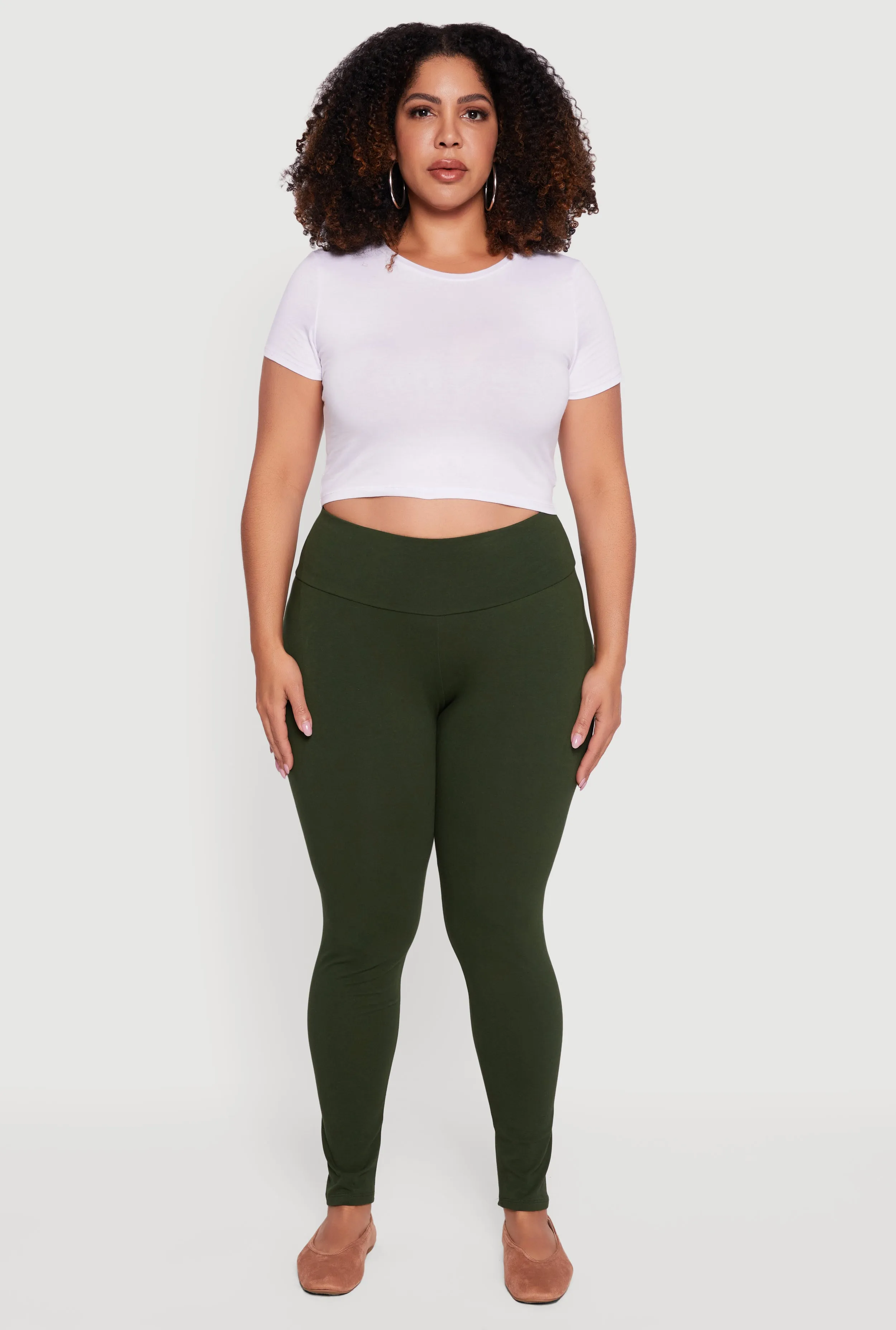 Plus Size Solid High Waisted Leggings sold by Rainbow product image thumbnail 2