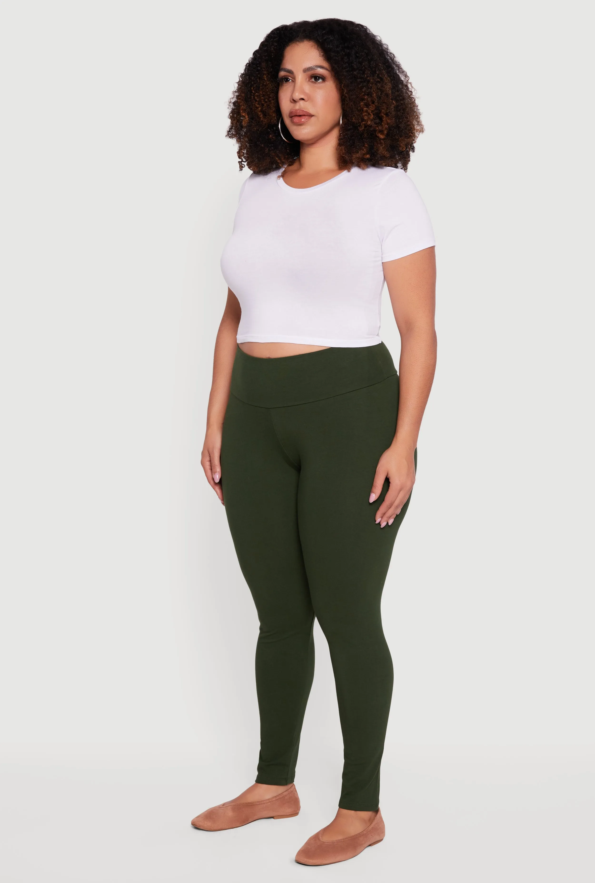Plus Size Solid High Waisted Leggings sold by Rainbow product image thumbnail 3