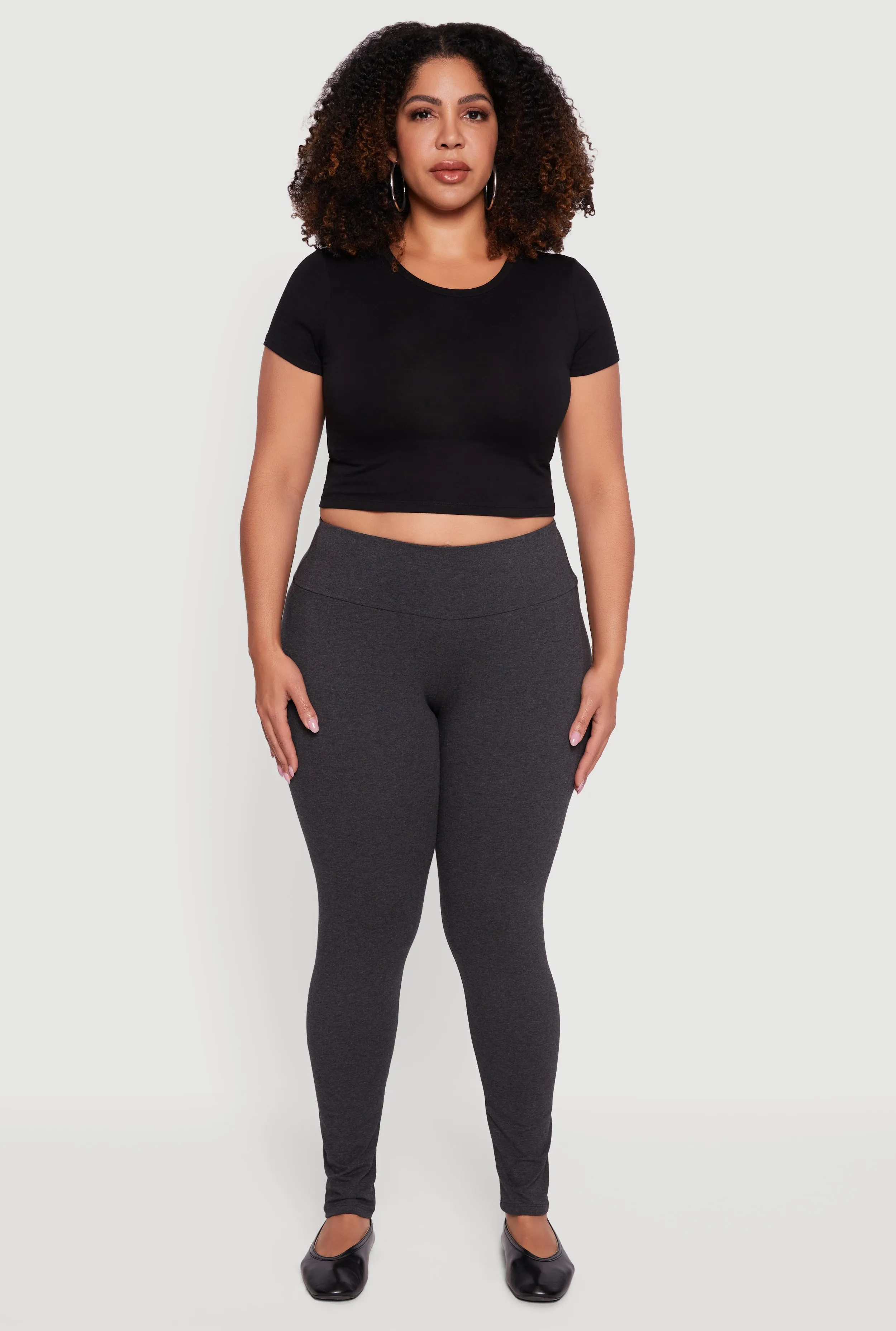 Plus Size Solid High Waisted Leggings sold by Rainbow product image thumbnail 2