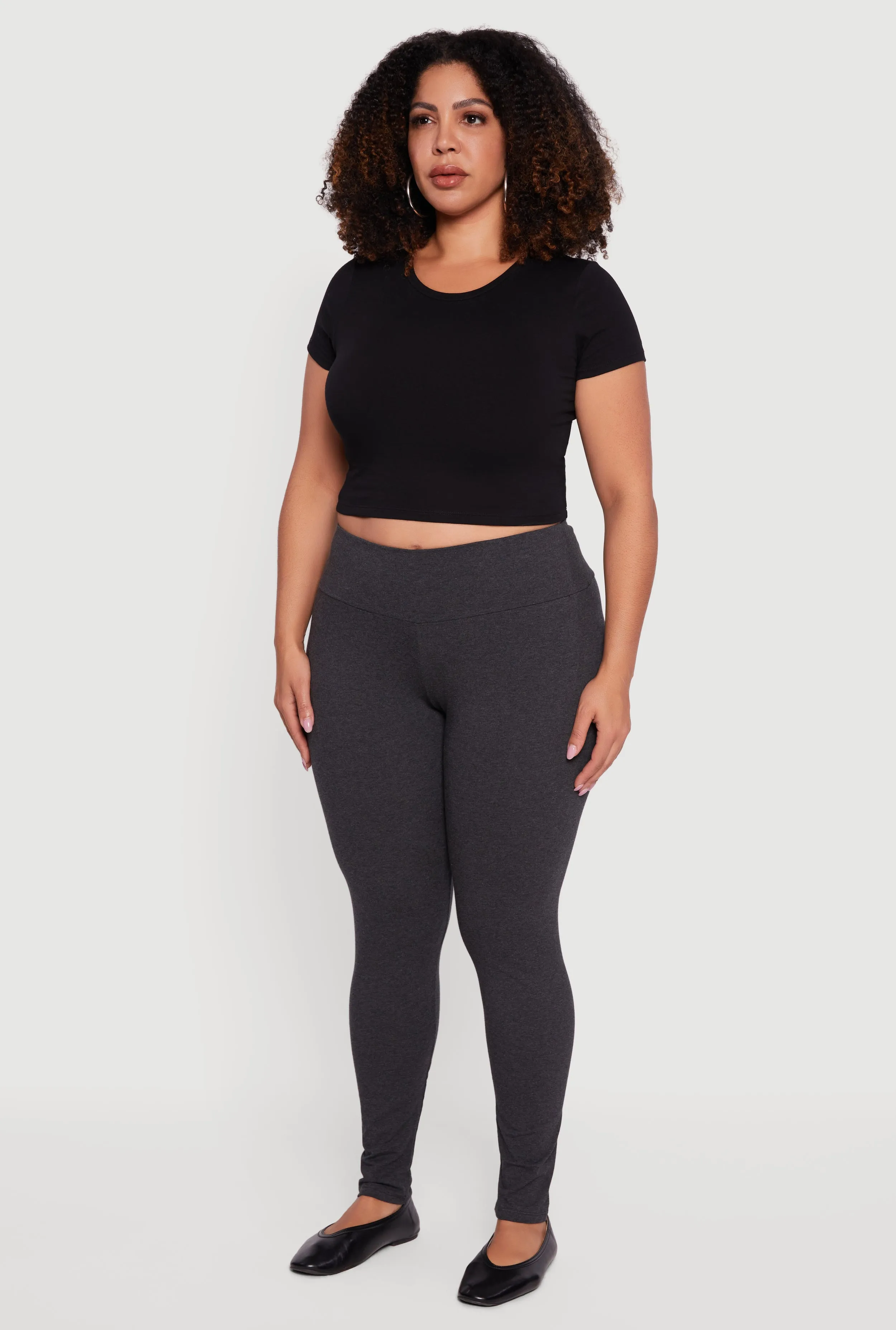 Plus Size Solid High Waisted Leggings sold by Rainbow product image thumbnail 3