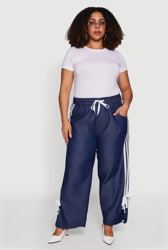 Plus Size Chambray Wide Leg Pants sold by Rainbow