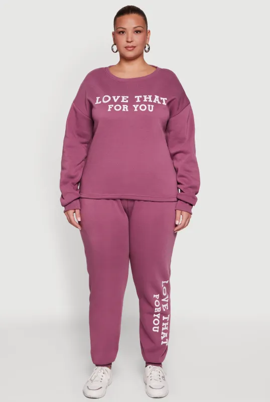 Plus Size Love That For You Fleece Joggers sold by Rainbow