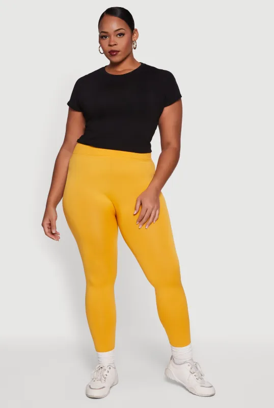 Plus Size Textured High Waisted Fleece Lined Leggings sold by Rainbow