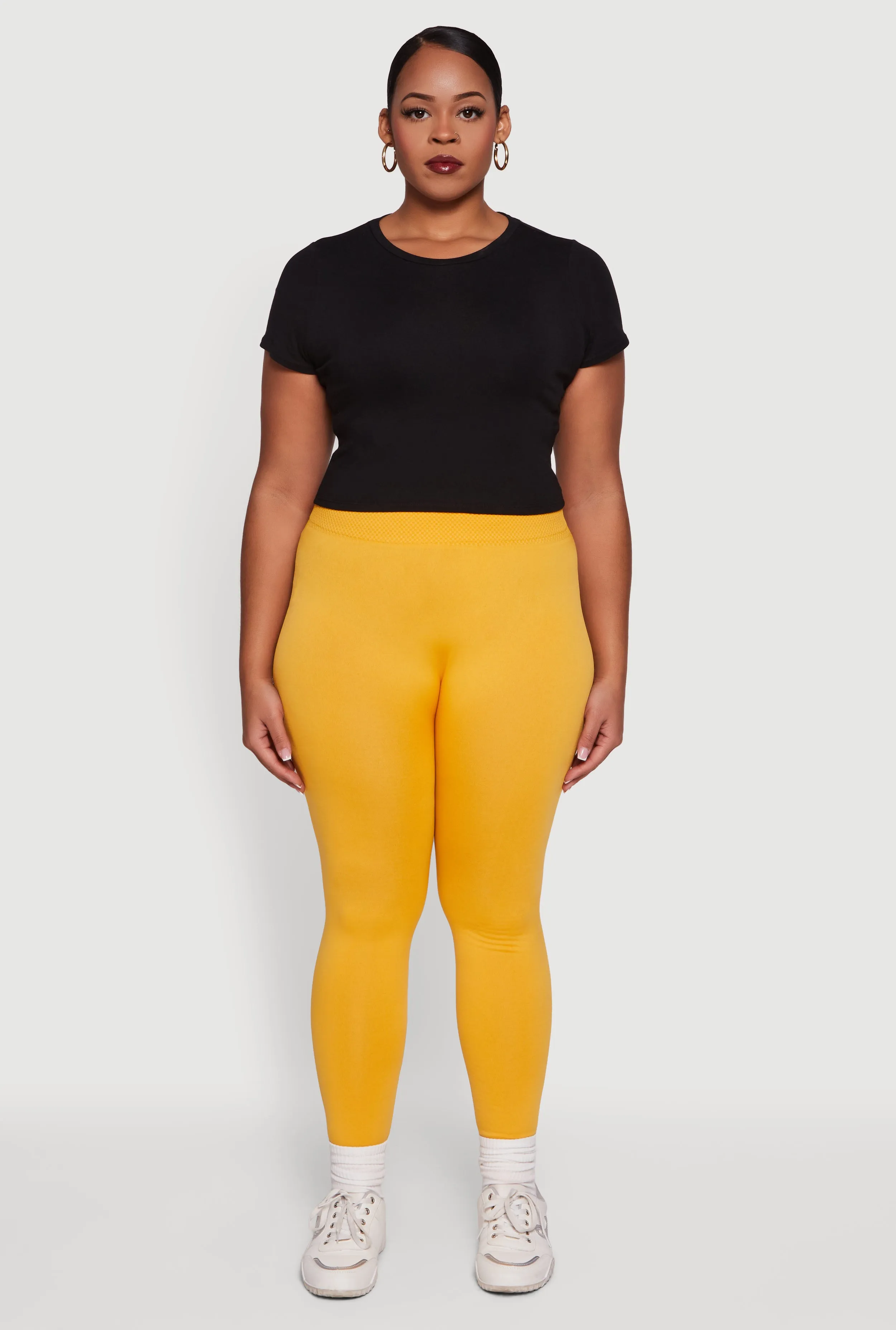 Plus Size Textured High Waisted Fleece Lined Leggings sold by Rainbow product image thumbnail 2
