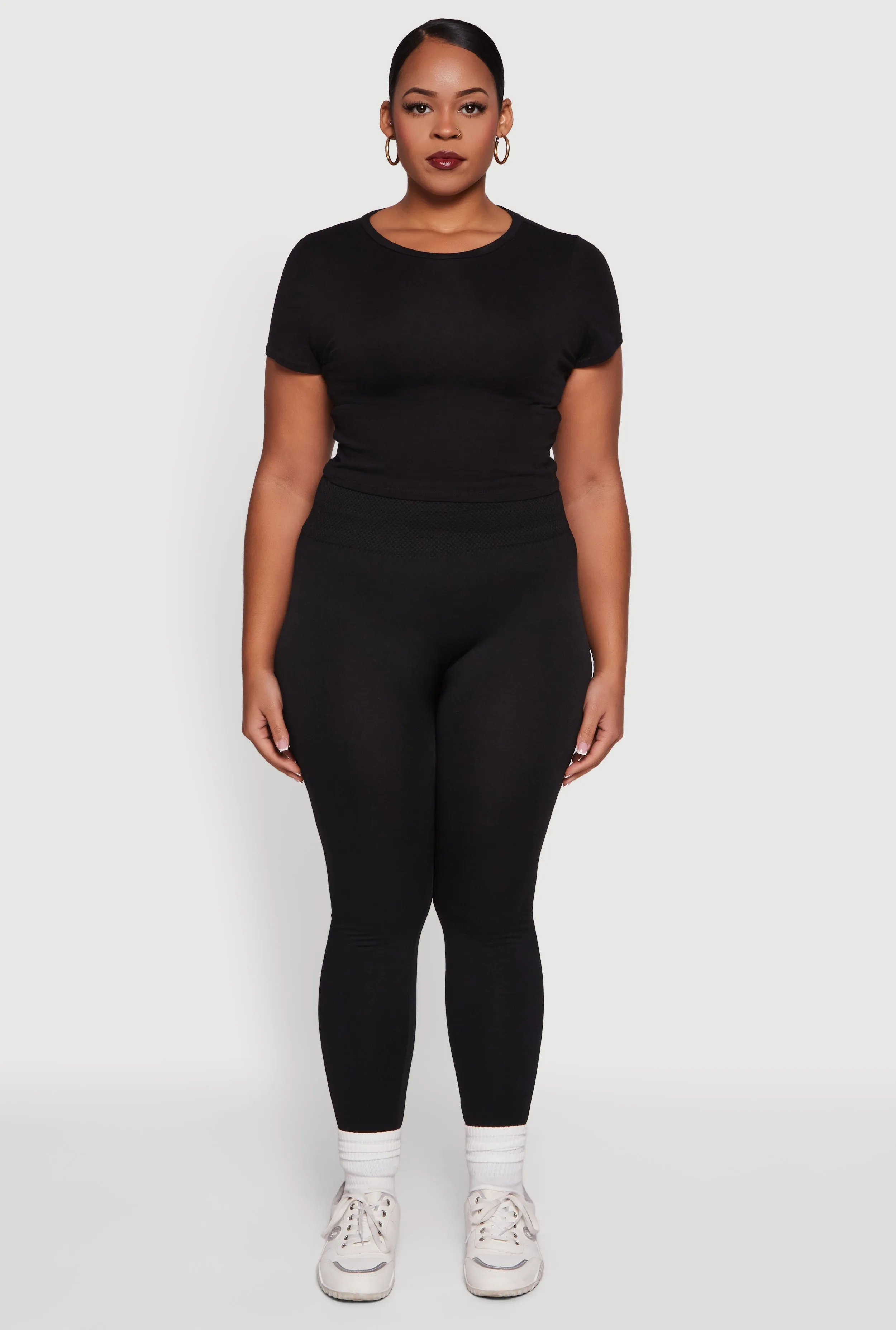 Plus Size Textured High Waisted Fleece Lined Leggings sold by Rainbow product image thumbnail 2