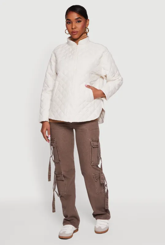 Long Sleeve Zip Front Quilted Jacket sold by Rainbow