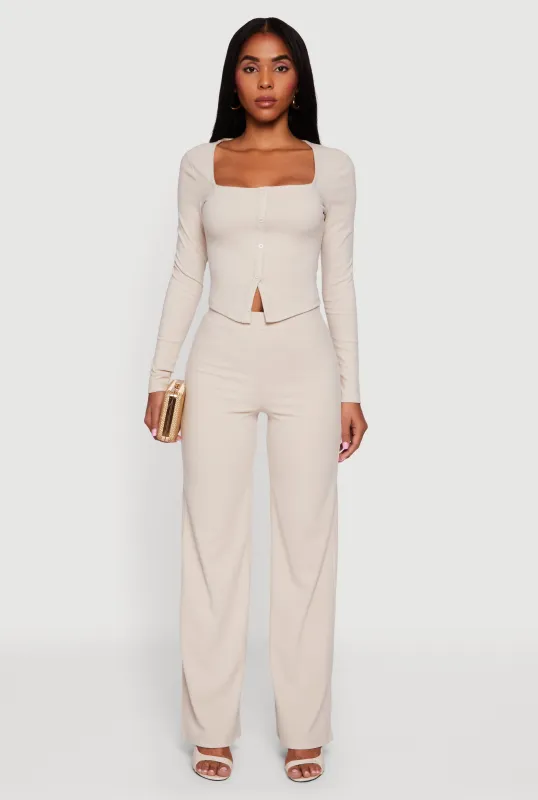 Brushed Knit High Waisted Wide Leg Pants sold by Rainbow