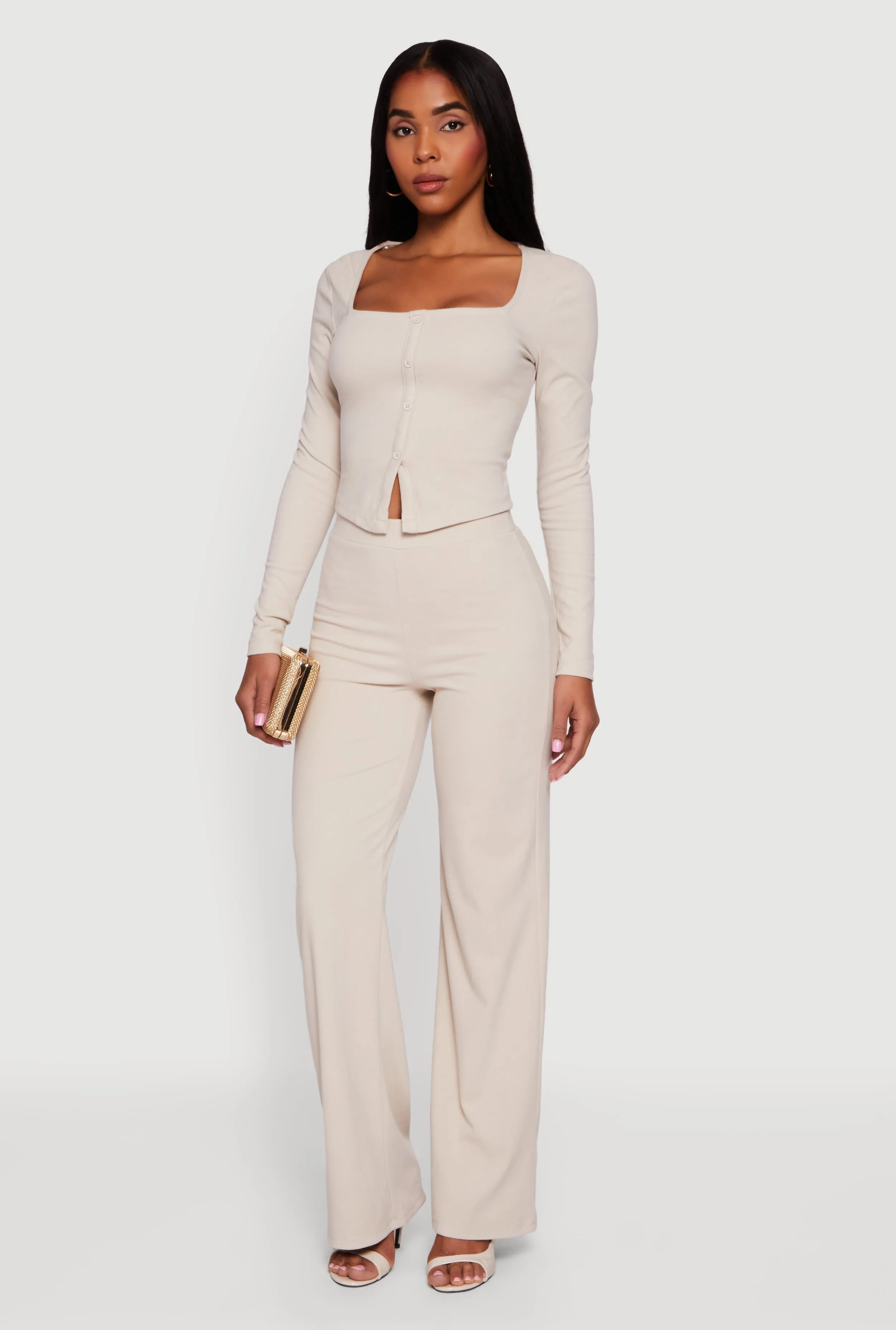 Brushed Knit High Waisted Wide Leg Pants sold by Rainbow product image thumbnail 2
