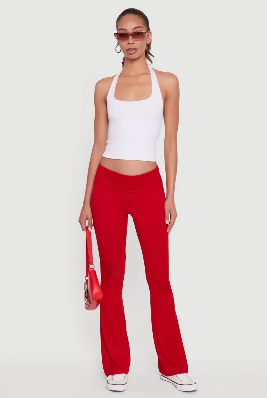 Fold Over Boot Cut Casual Pants sold by Rainbow