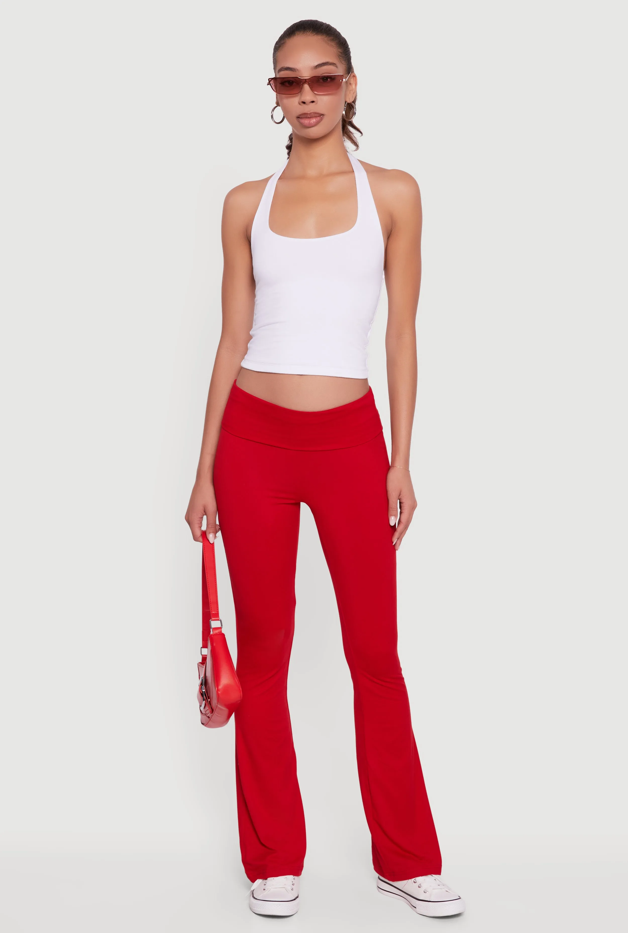 Fold Over Boot Cut Casual Pants sold by Rainbow