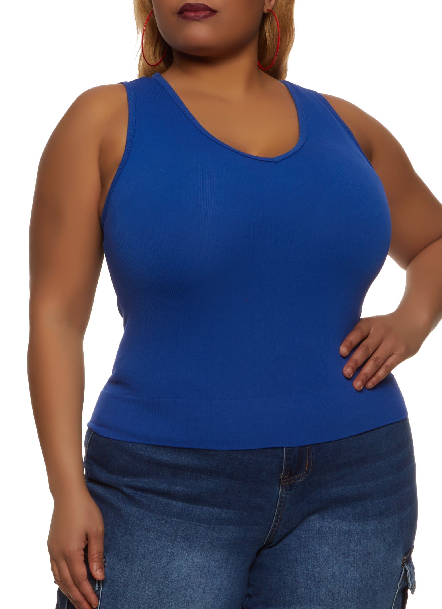Plus Size Basic Seamless Tank Top sold by Rainbow