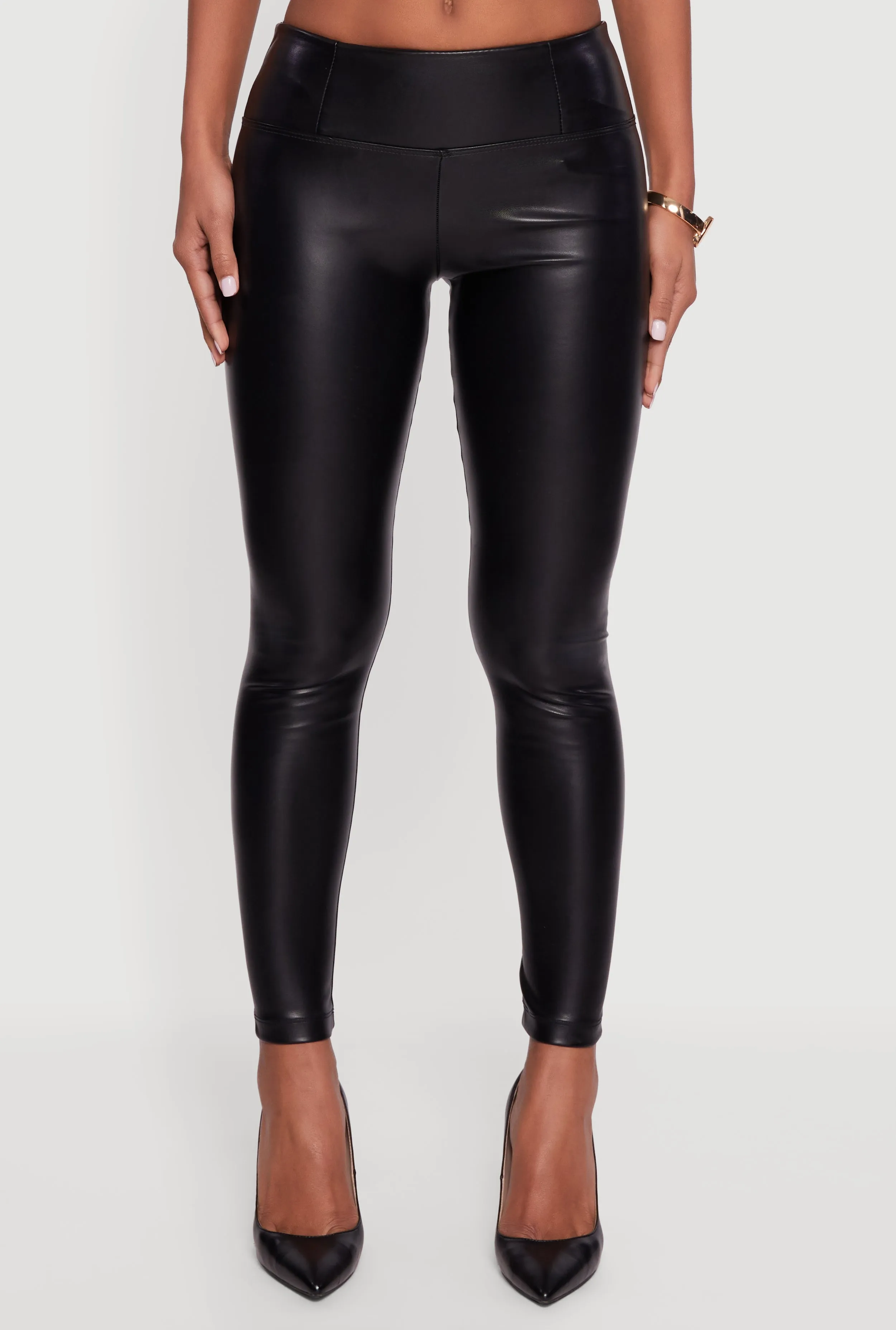 High Waisted Faux Leather Leggings sold by Rainbow product image thumbnail 5