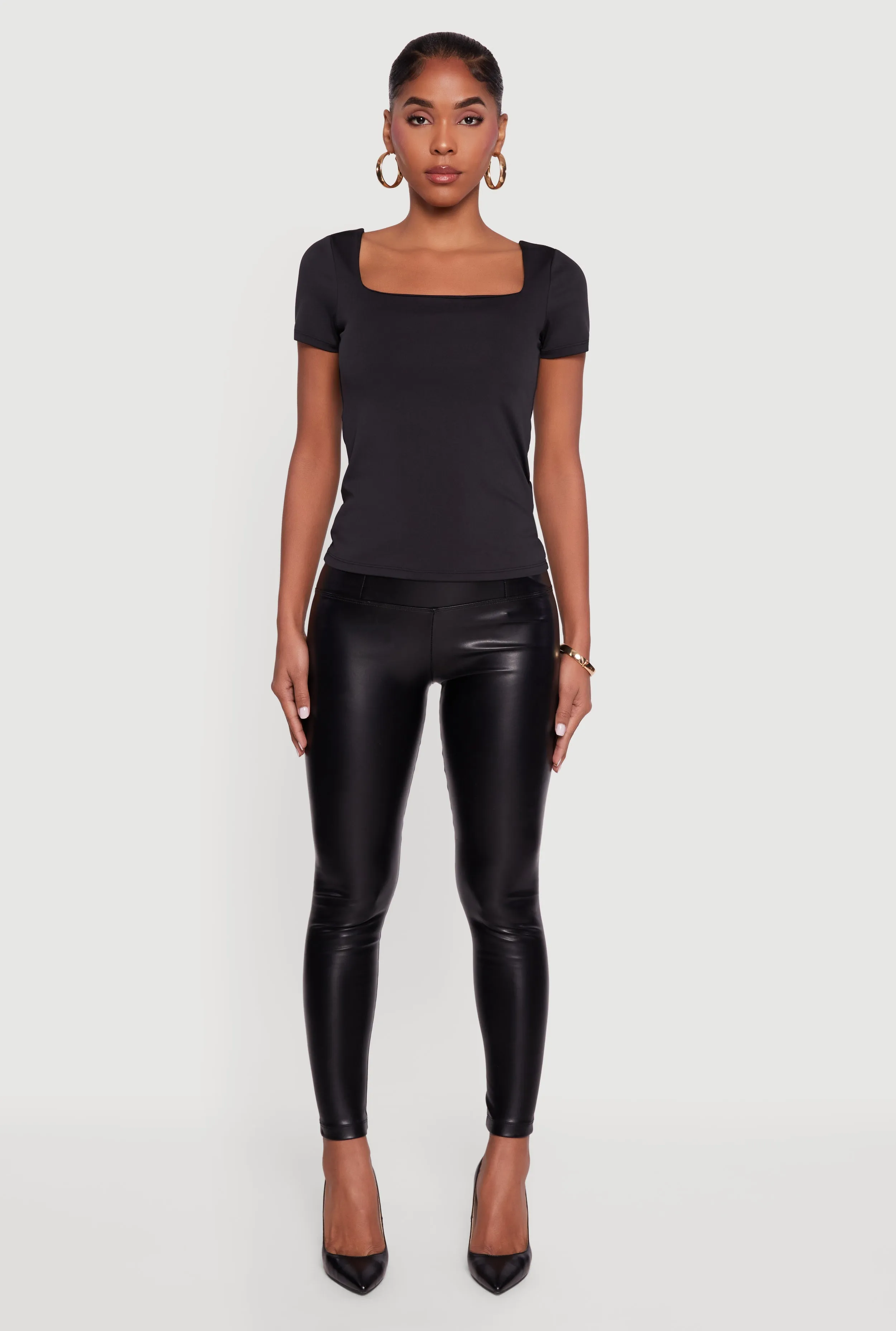 High Waisted Faux Leather Leggings sold by Rainbow product image thumbnail 2