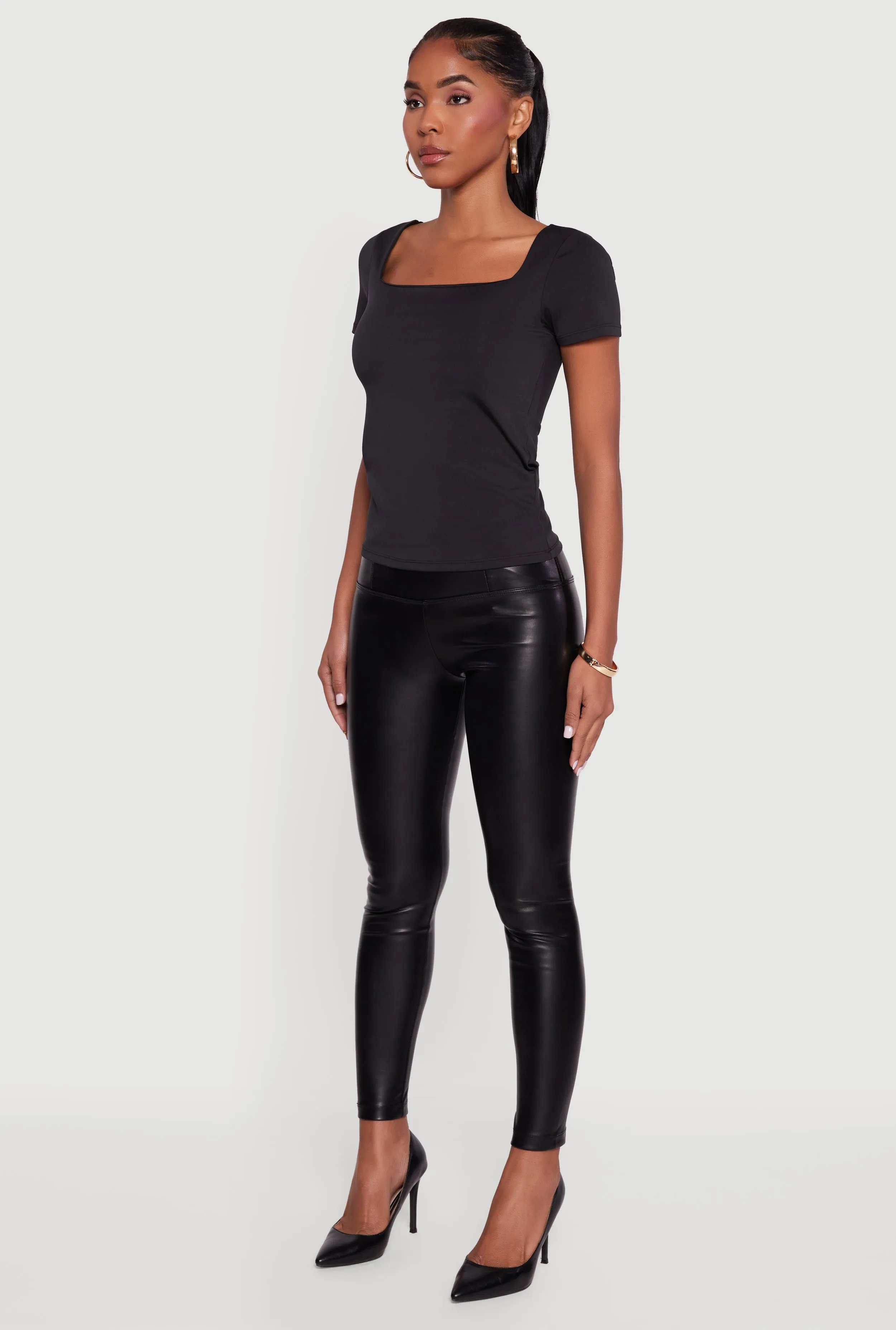 High Waisted Faux Leather Leggings sold by Rainbow product image thumbnail 3