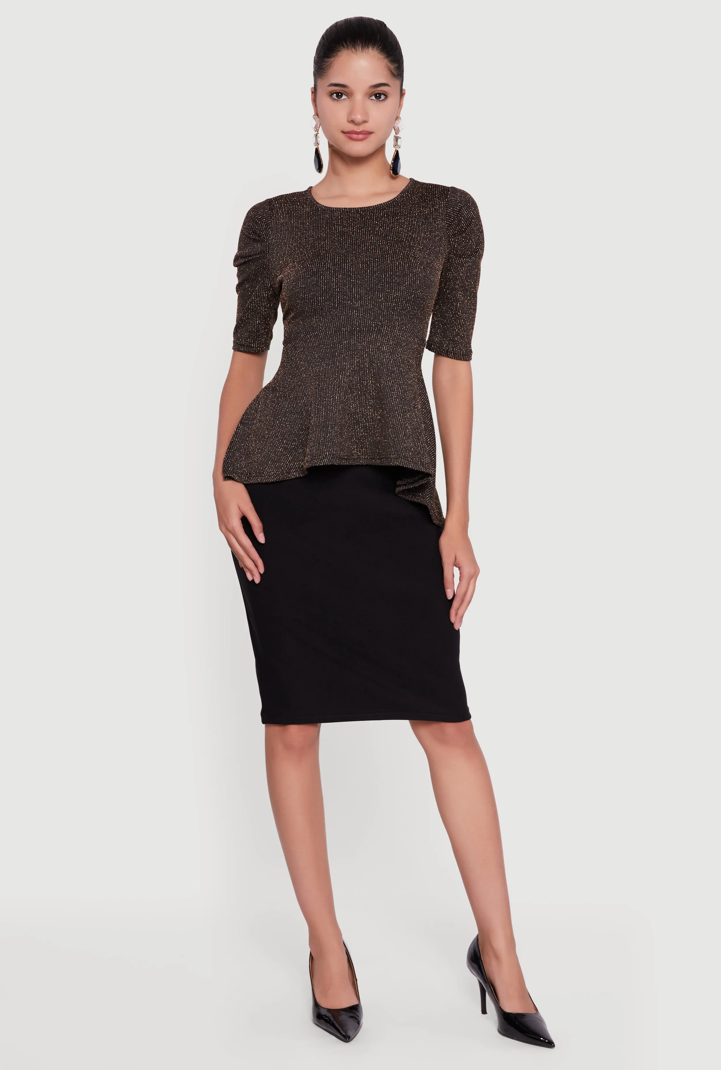 Shimmery Lurex Tie Back Peplum Blouse sold by Rainbow product image thumbnail 2