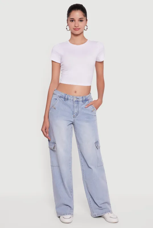 Almost Famous Wide Leg Cargo Jeans sold by Rainbow