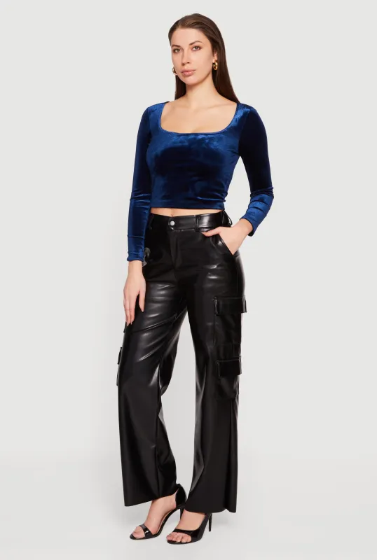 Faux Leather Straight Leg Utility Pants made by Rainbow