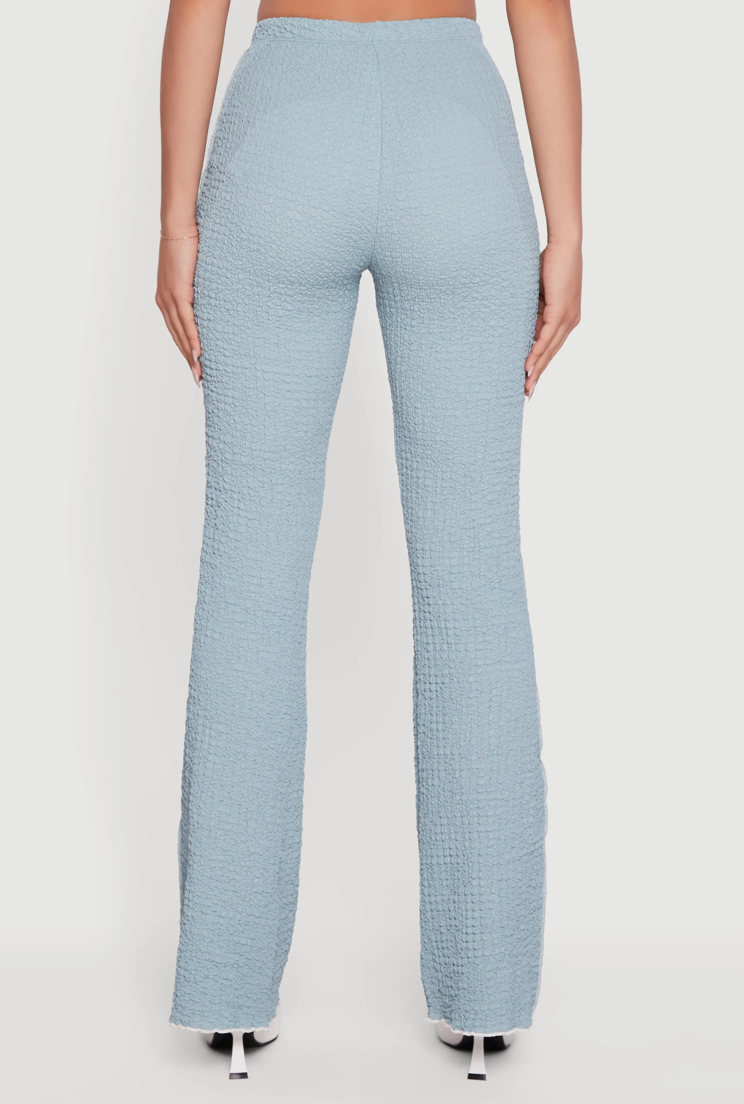 Textured Knit Contrast Trim Pull On Flare Pants sold by Rainbow product image thumbnail 5