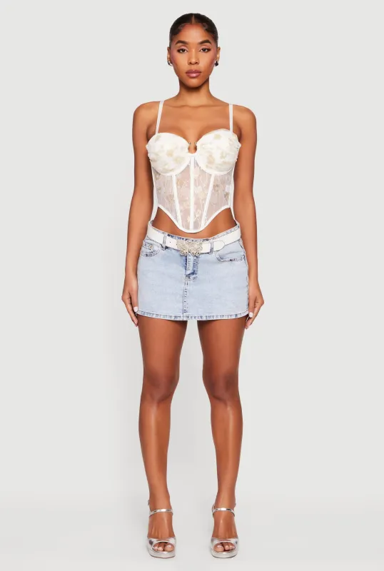 Floral Lace Convertible Cropped Bustier Top sold by Rainbow