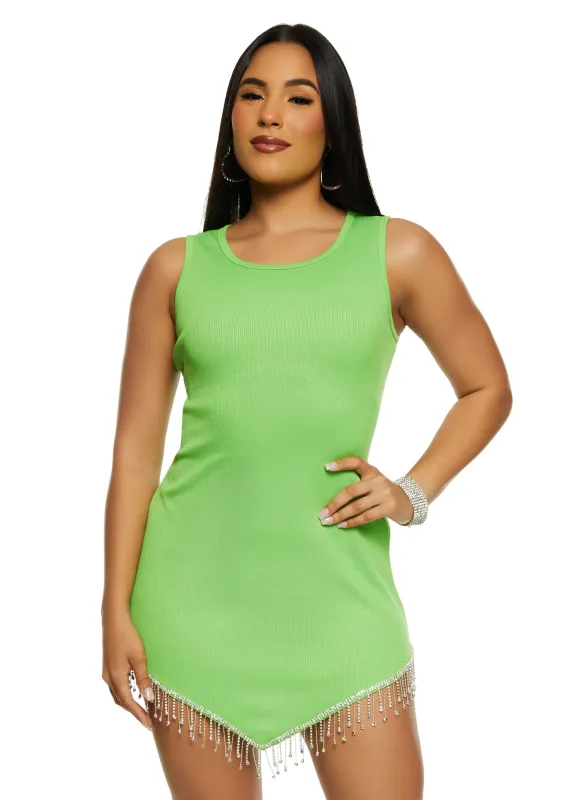 Rhinestone Fringe Tank Mini Dress sold by Rainbow