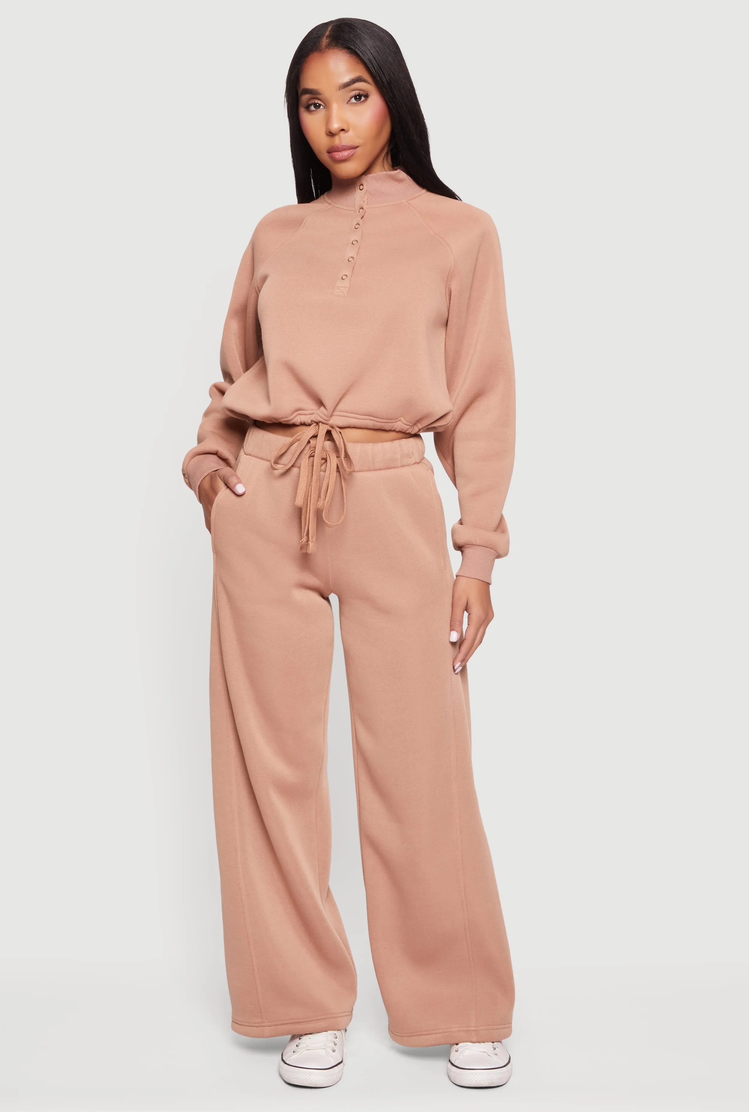 Almost Famous Drawstring Waist Wide Leg Sweatpants sold by Rainbow