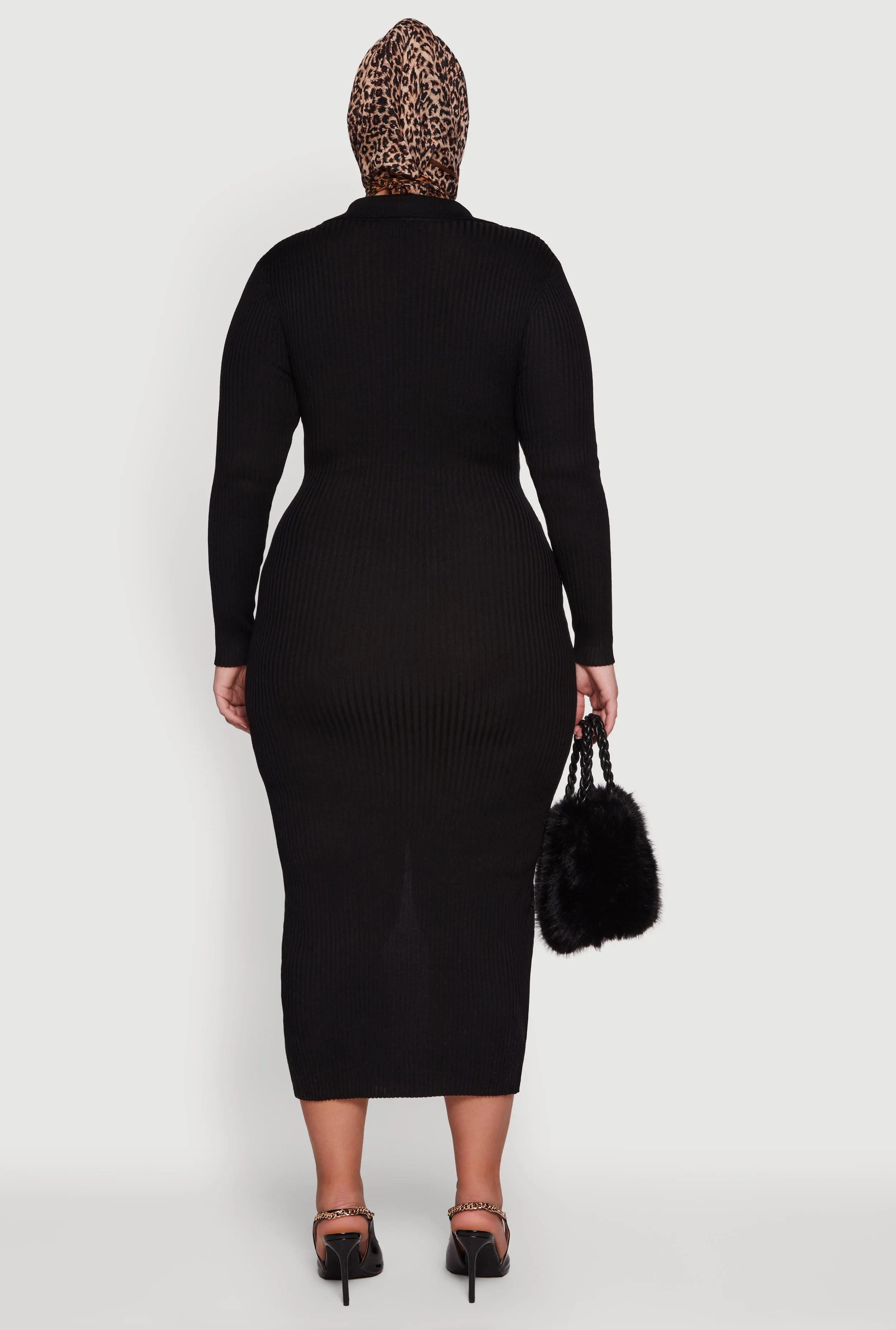 Plus Size Almost Famous Rib Knit Slit Front Sweater Dress sold by Rainbow product image thumbnail 5